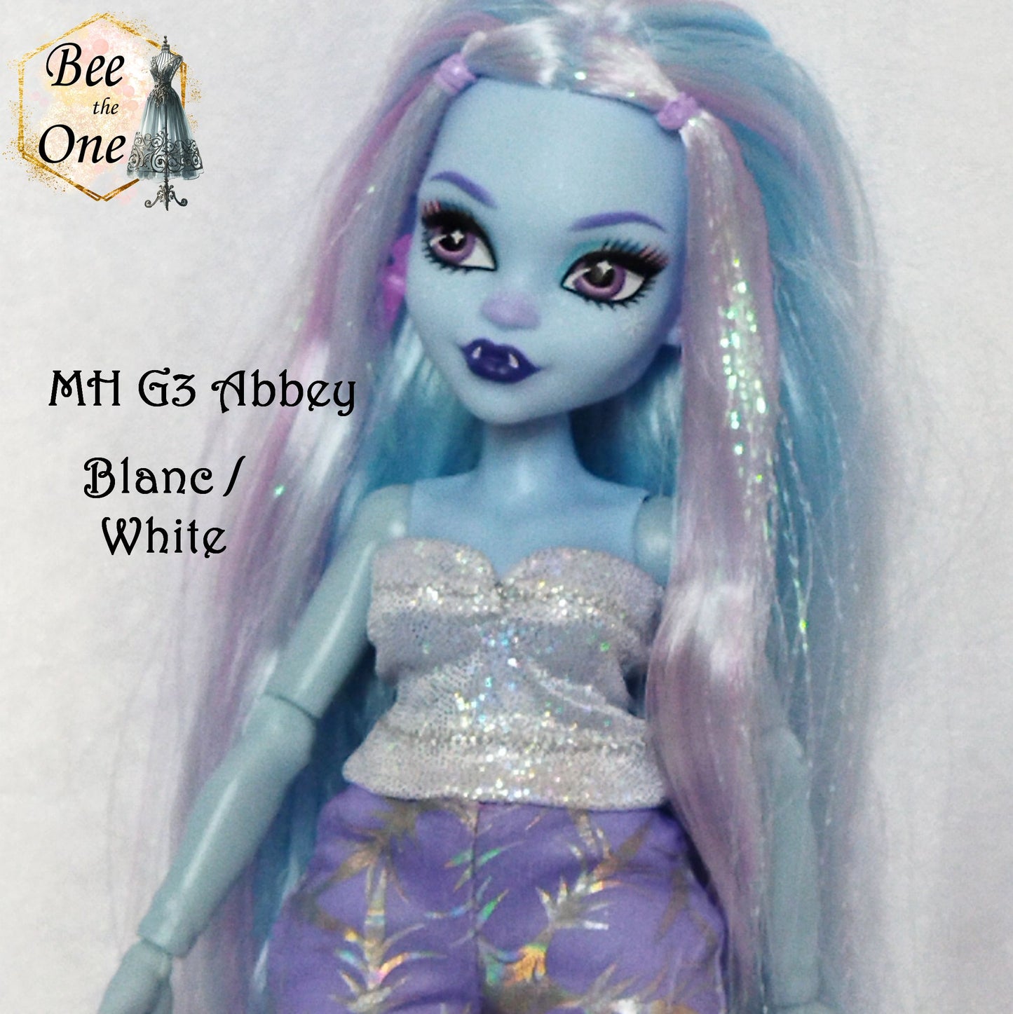 Bustier Sirène imprimé holographique pour poupées Monster High/Ever After High/Winx Club (Mattel) - 3 tailles - 13 coloris - Collection Basics - par Bee the One