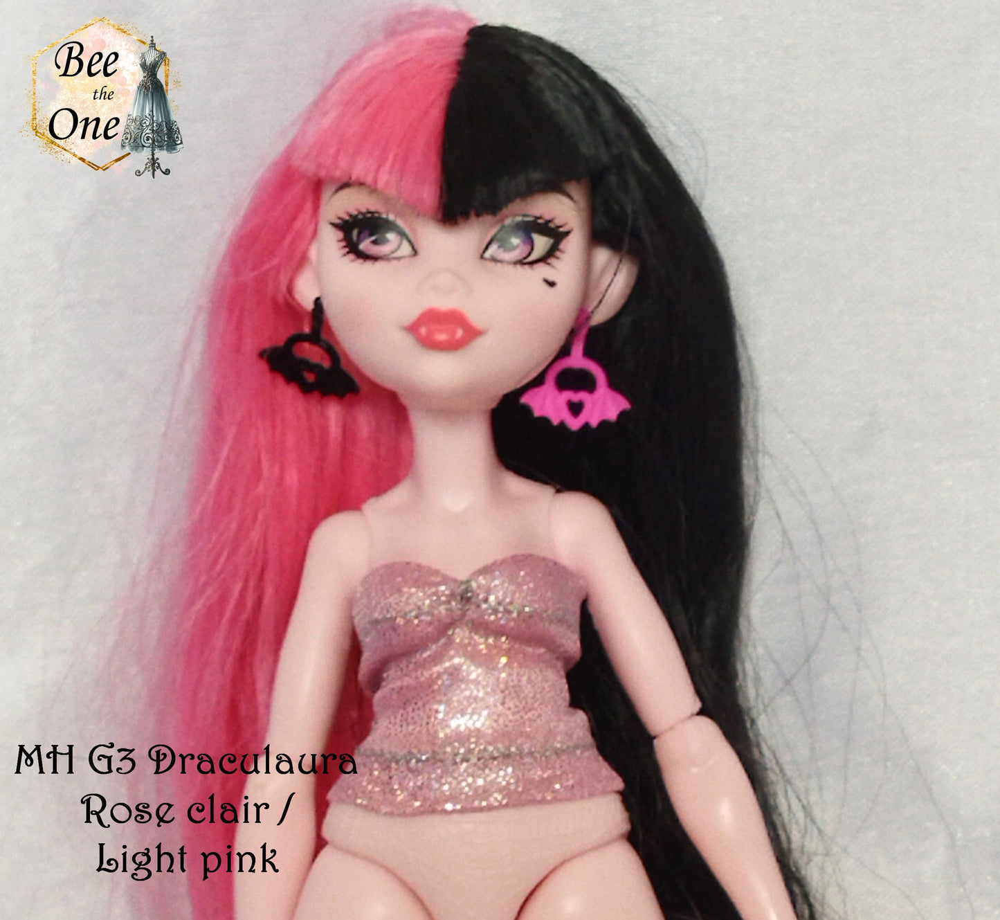 Bustier Sirène imprimé holographique pour poupées Monster High/Ever After High/Winx Club (Mattel) - 3 tailles - 13 coloris - Collection Basics - par Bee the One