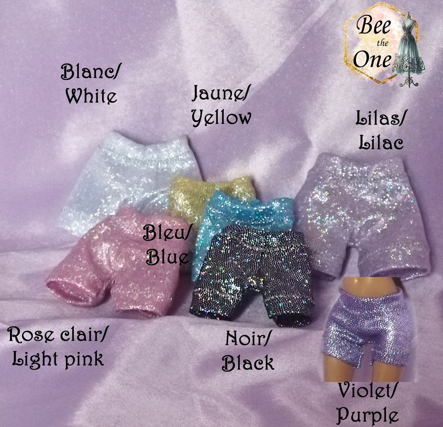 Mini Short imprimé holographique pour poupées Monster High - 4 tailles - 7 coloris - Collection Basics - par Bee the One