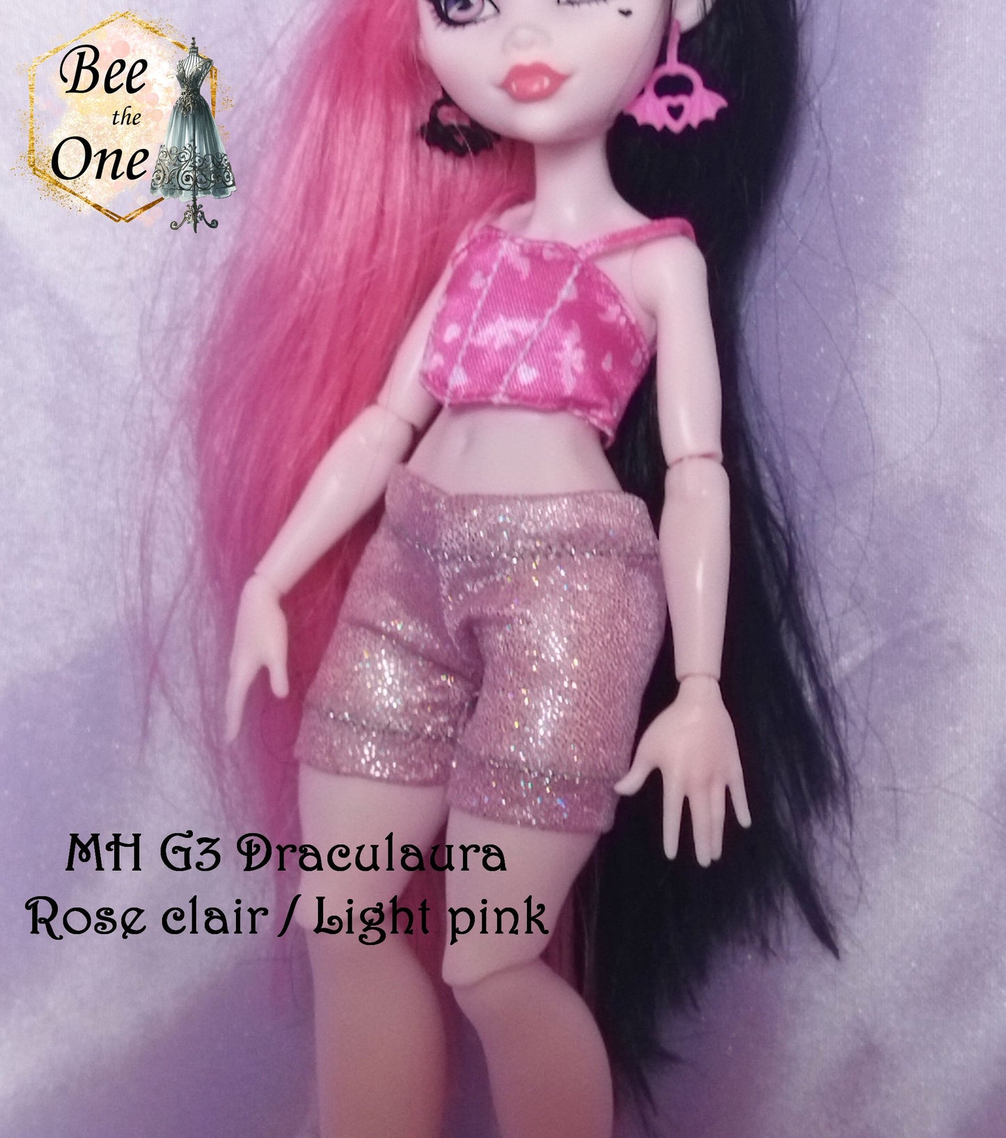 Mini Short imprimé holographique pour poupées Monster High - 4 tailles - 7 coloris - Collection Basics - par Bee the One