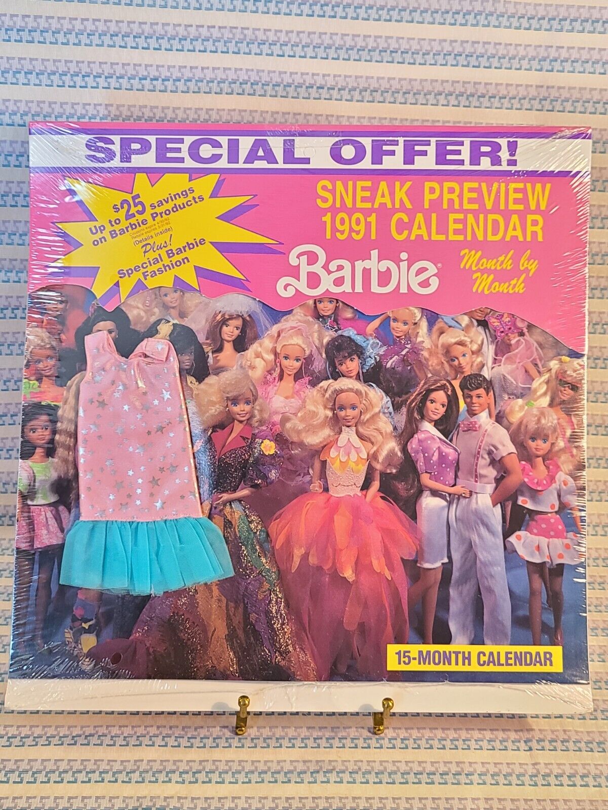 Calendrier Barbie 15 mois Année 1991 - exclusivité usa - Mattel 1990 - Vêtement