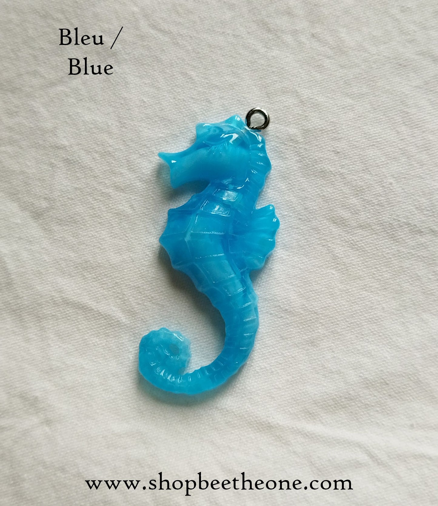 Breloque Hippocampe bicolore en résine pailletée - 42 mm - 8 coloris