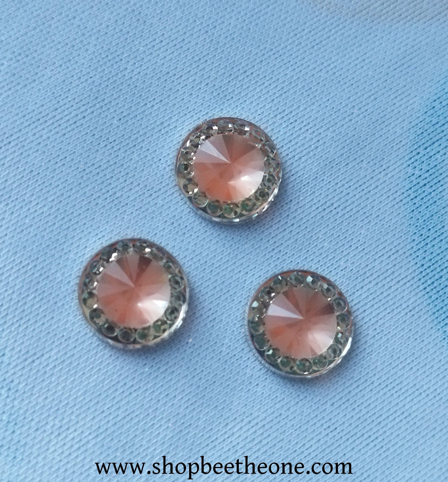 Cabochon rond strass avec pierre colorée - 10 mm ou 12 mm - 12 coloris