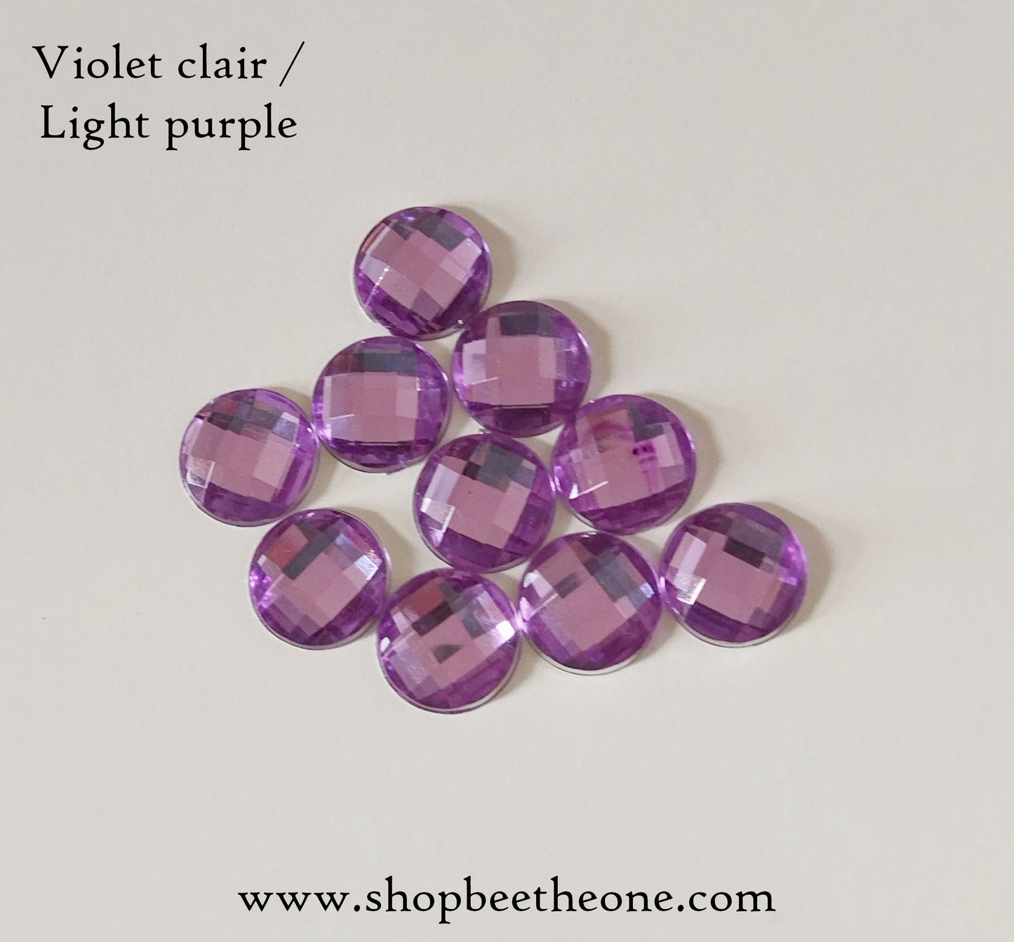 Cabochon strass demi-perle rond à facettes - 10 mm - 15 coloris