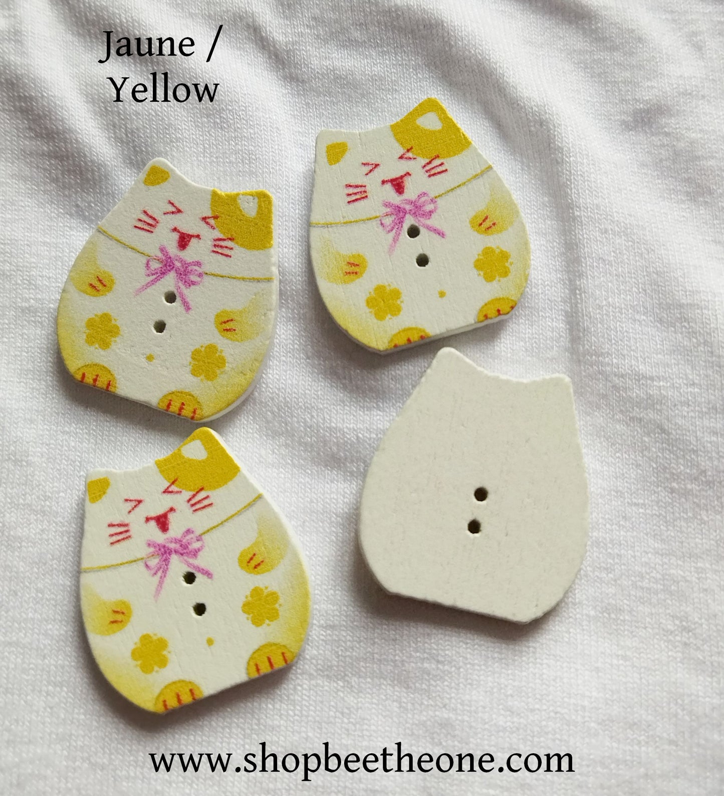 Bouton Chat porte-bonheur japonais "Maneki-neko" en bois - 25 mm - 8 coloris disponibles