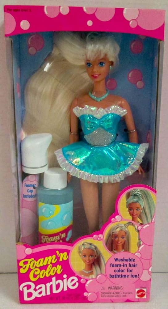 Barbie Foam'n Color (Shampoo Magic) - variante bleue - Mattel 1995 - Robe