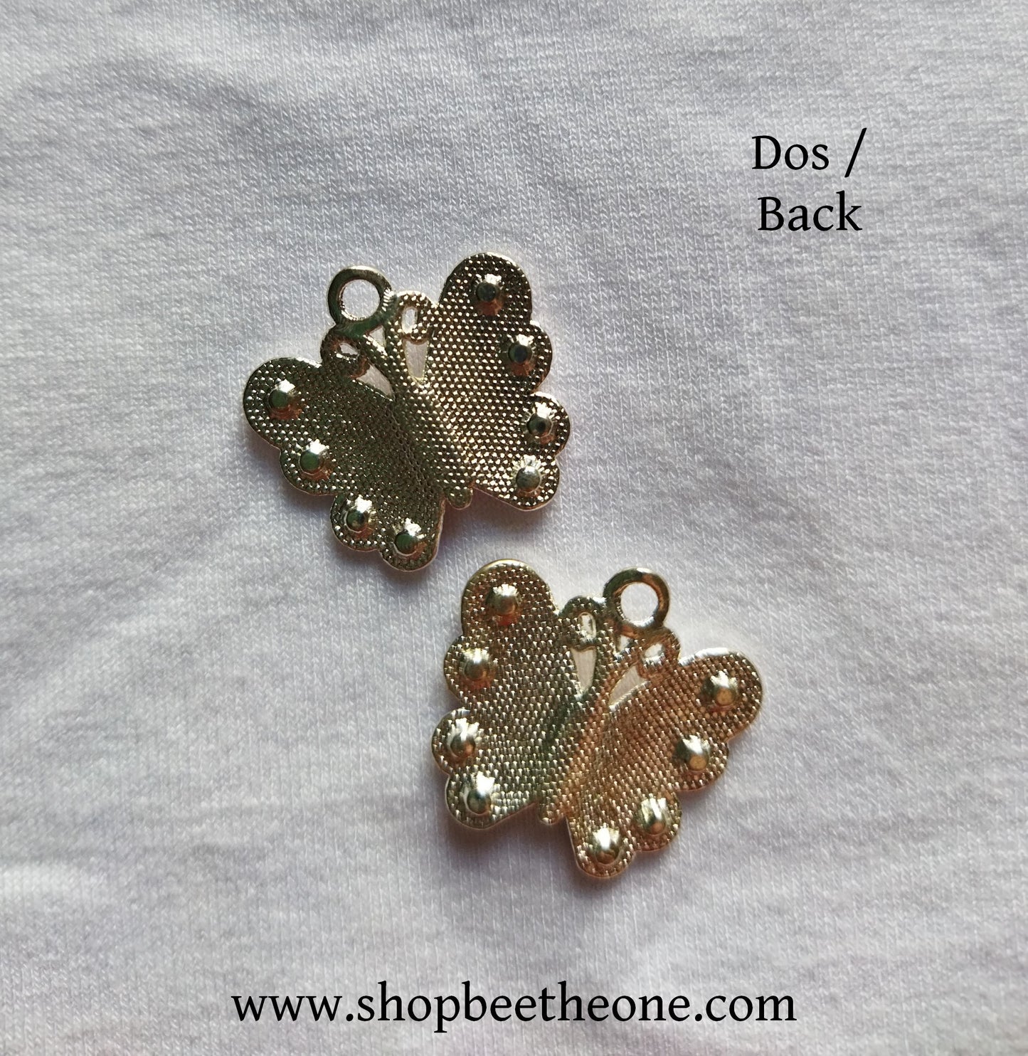 Breloque en émail Papillon argenté et strass assortis - 21 mm - trou 2 mm - 3 coloris disponibles