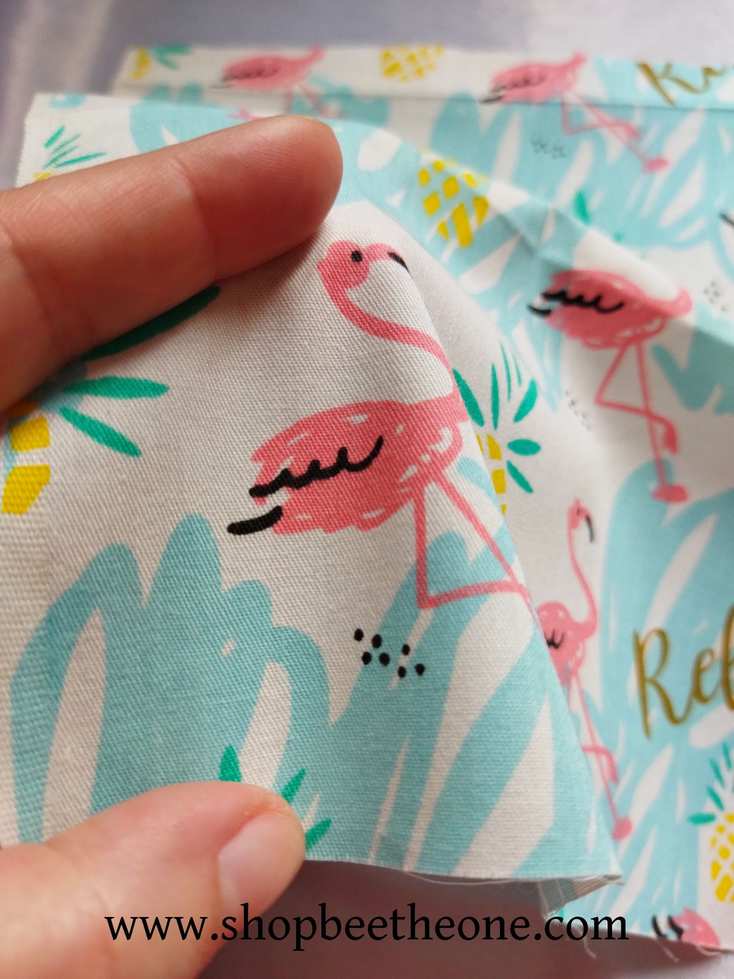Coupon de twill coton "Flamants roses relax" - 25 x 25 cm - rose ou bleu