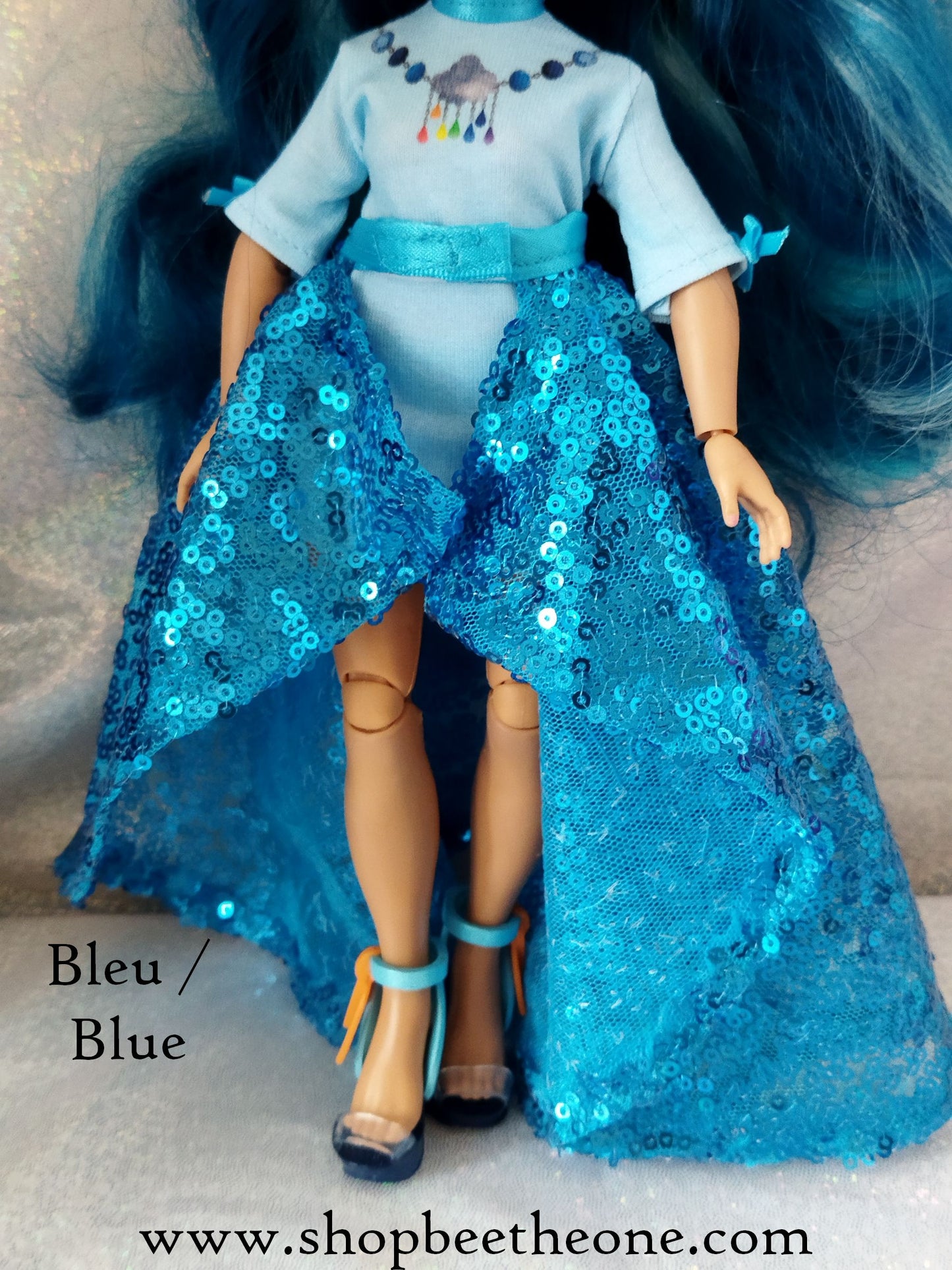 Fashion pack Robe à imprimé collier + Jupon amovible + Bandeau de cheveux pour poupées Rainbow High - 2 coloris - Collection Glitter Party - par Bee the one