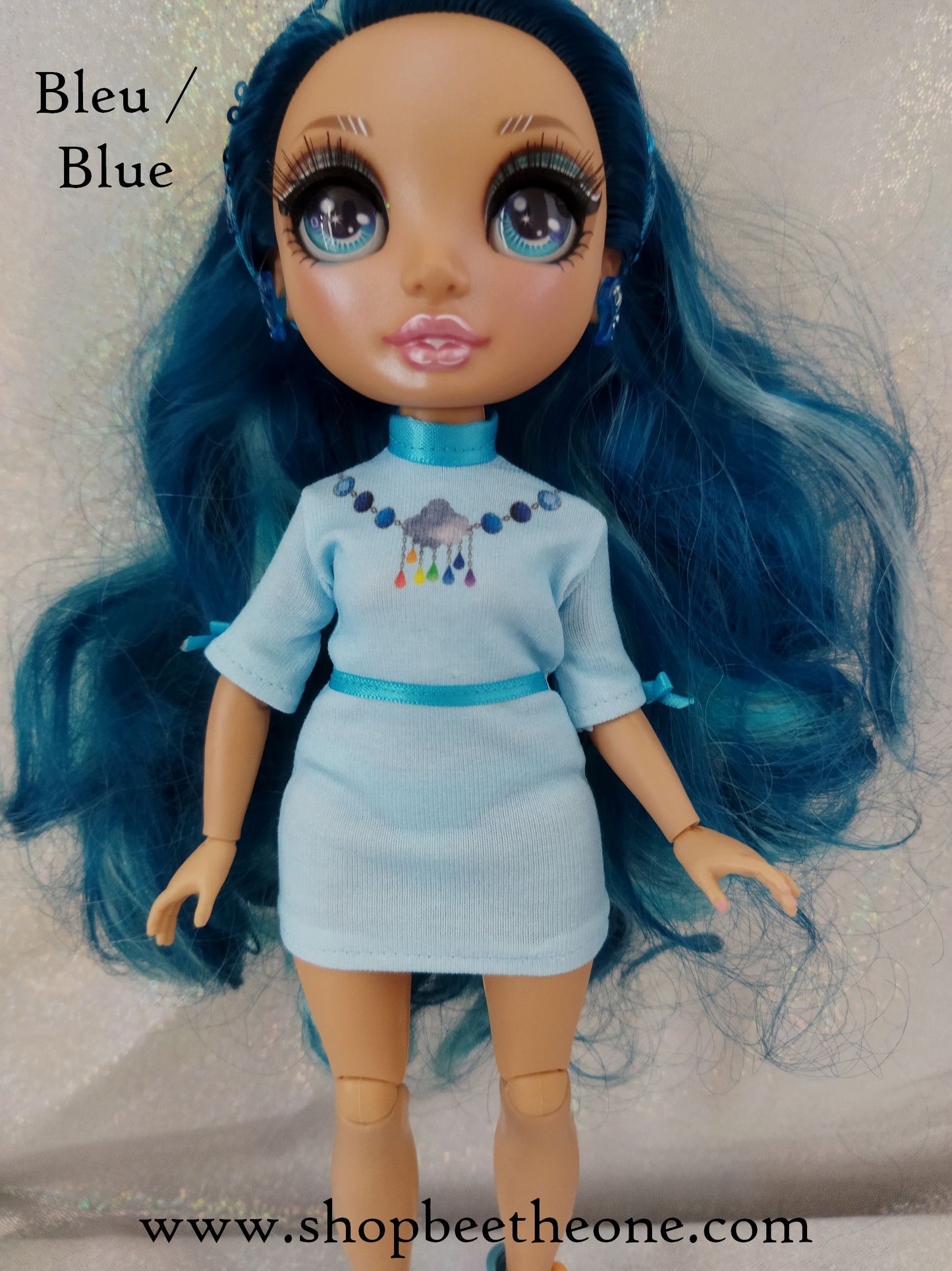 Fashion pack Robe à imprimé collier + Jupon amovible + Bandeau de cheveux pour poupées Rainbow High - 2 coloris - Collection Glitter Party - par Bee the one