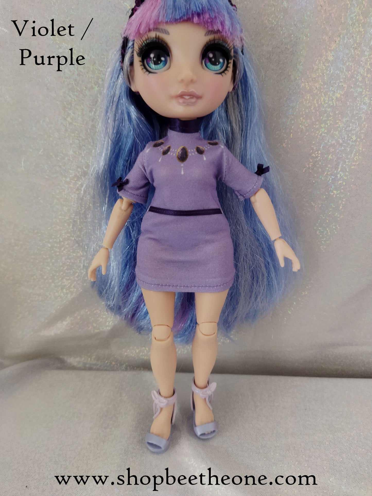 Fashion pack Robe à imprimé collier + Jupon amovible + Bandeau de cheveux pour poupées Rainbow High - 2 coloris - Collection Glitter Party - par Bee the one