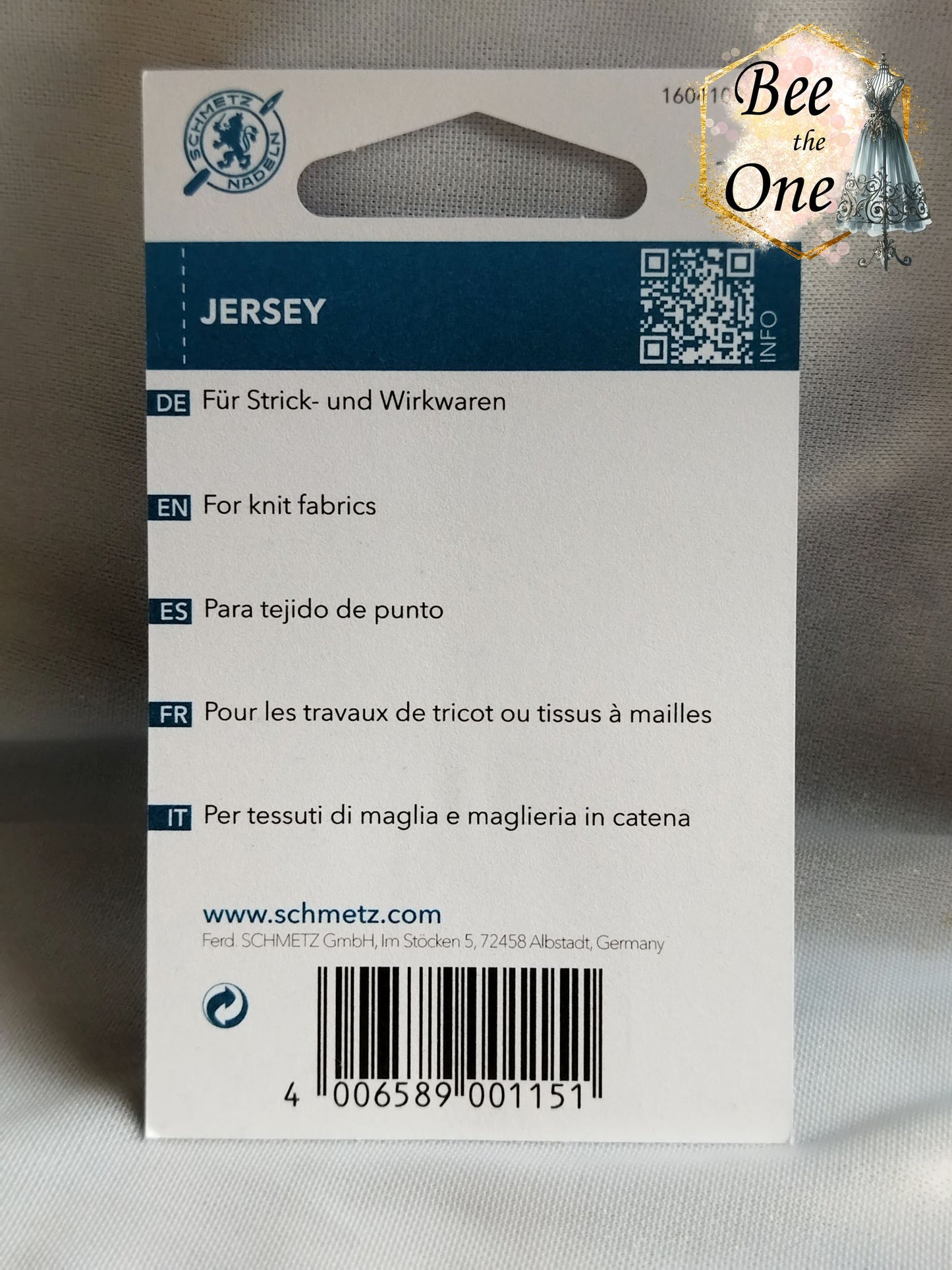 Aiguille pour machine à coudre Schmetz - Jersey - 70/10 - x 1 ou x 5 aiguilles