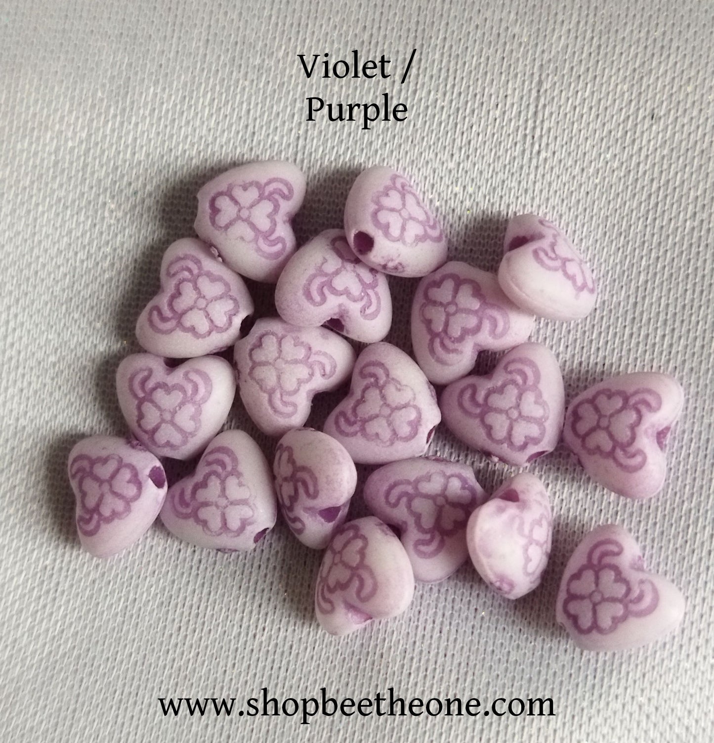 Perle mini coeur imprimé en résine - 7 mm - 9 coloris