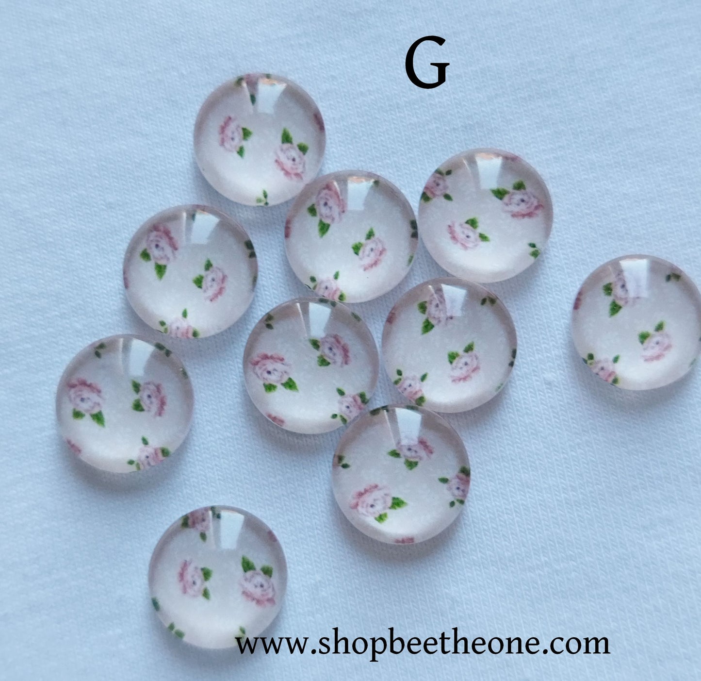 Cabochon rond en verre demi-perle avec image "Fleurs de printemps" - 12 mm - 12 modèles