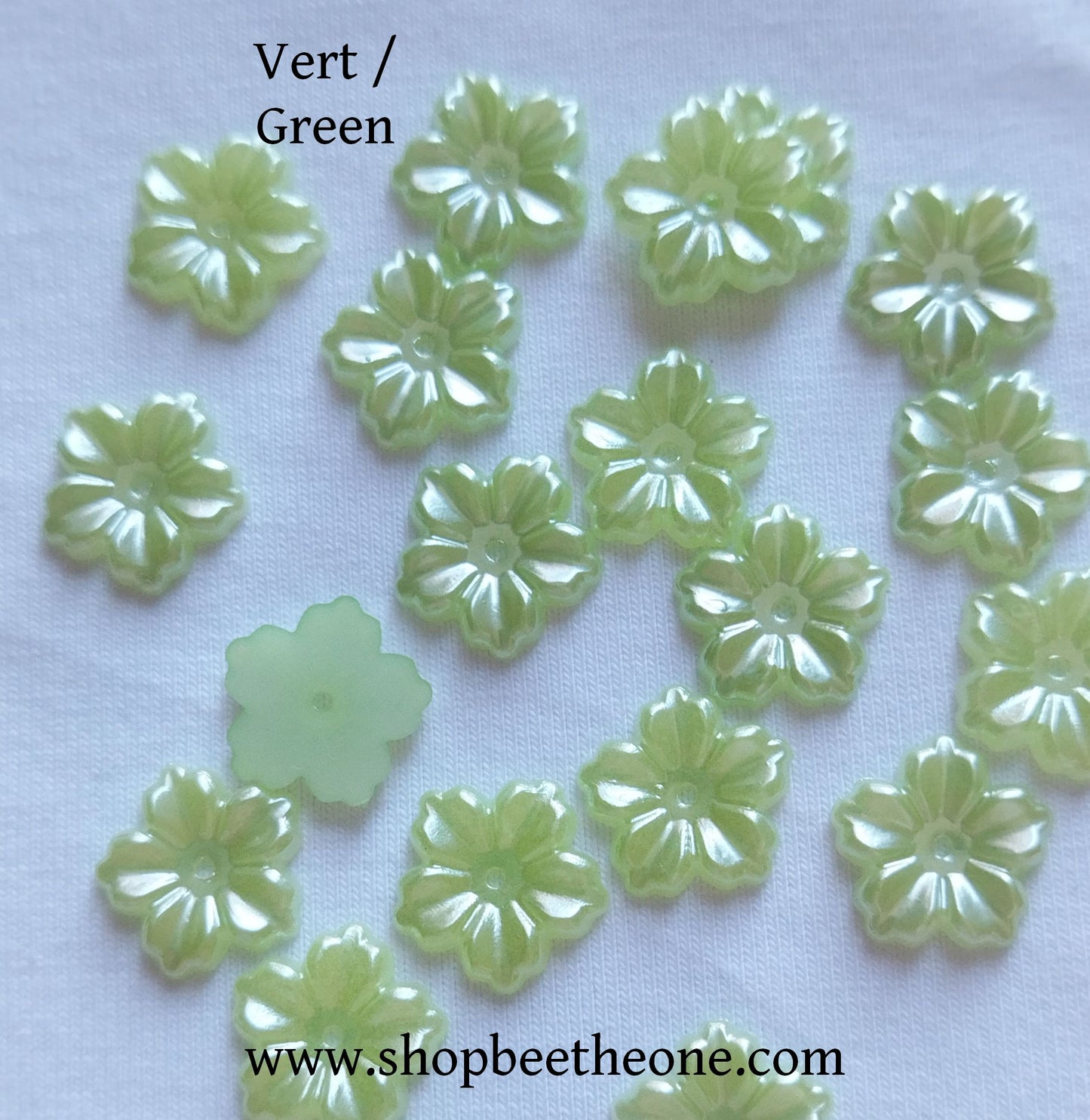 Perle intercalaire rondelle Fleur nacrée - 12 mm - 11 coloris