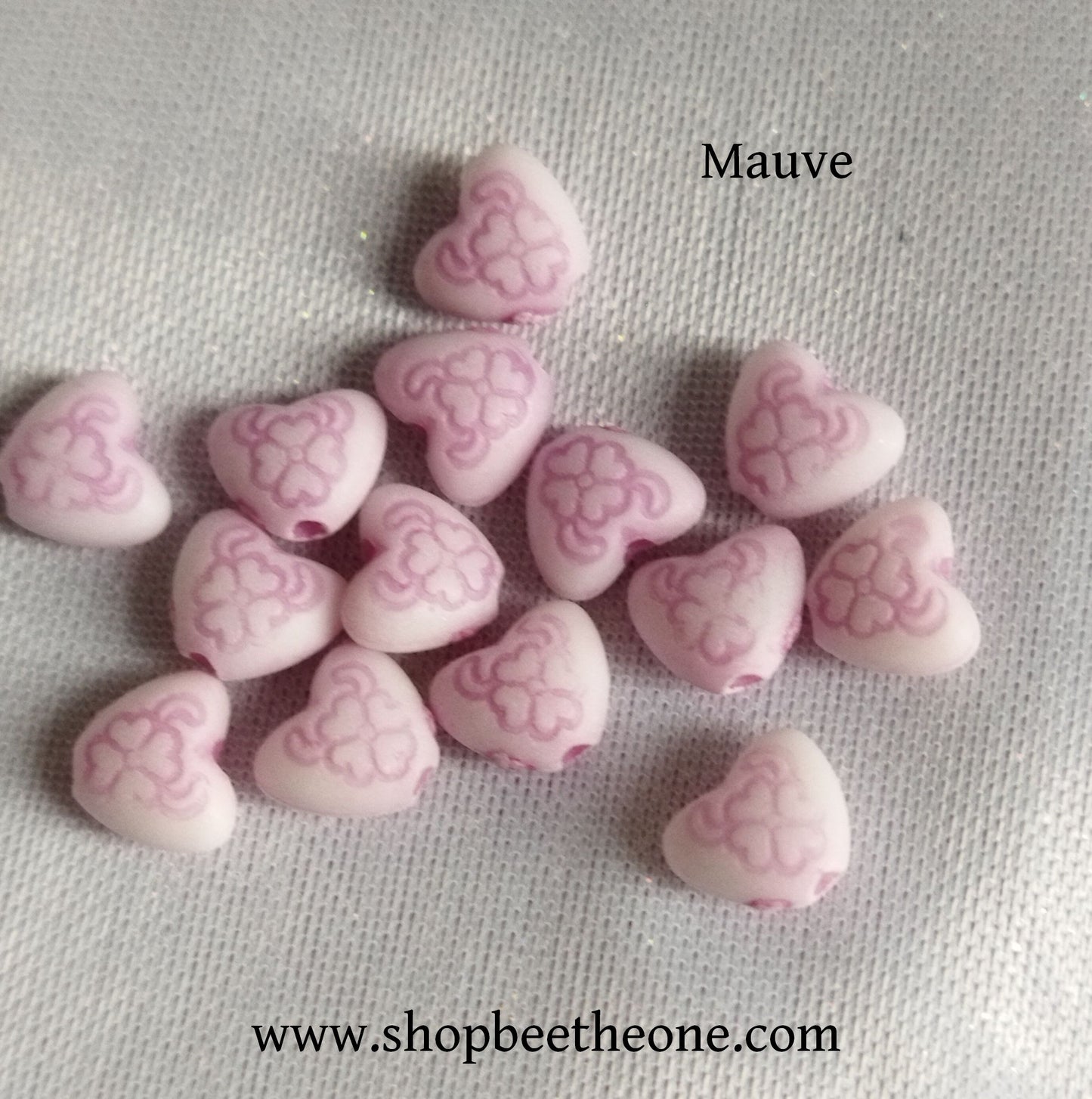 Perle mini coeur imprimé en résine - 7 mm - 9 coloris