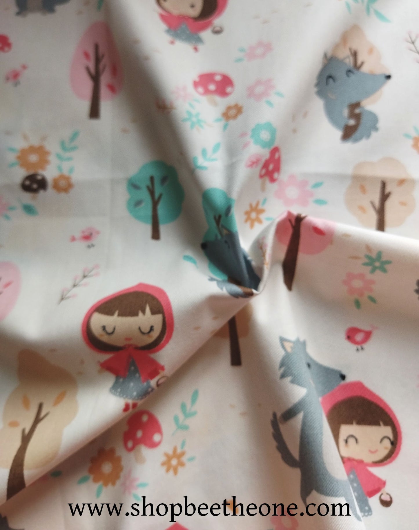 Coupon de twill coton "Le Petit Chaperon rouge" - 50 x 50 cm - multicolore