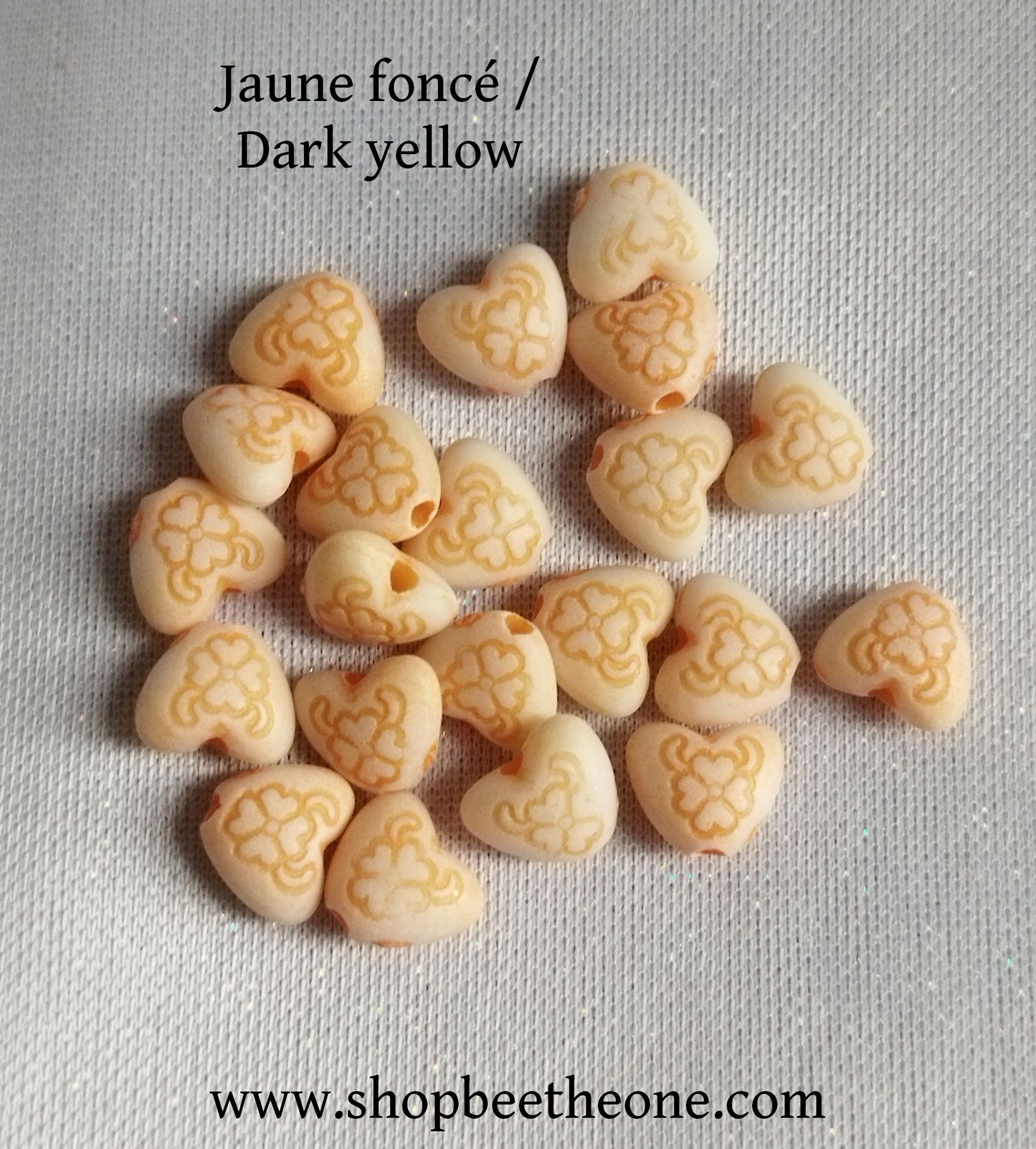 Perle mini coeur imprimé en résine - 7 mm - 9 coloris