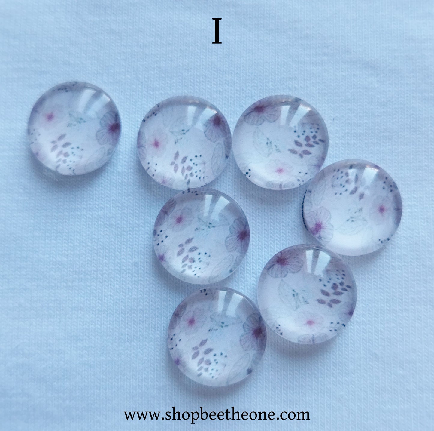 Cabochon rond en verre demi-perle avec image "Fleurs de printemps" - 12 mm - 12 modèles