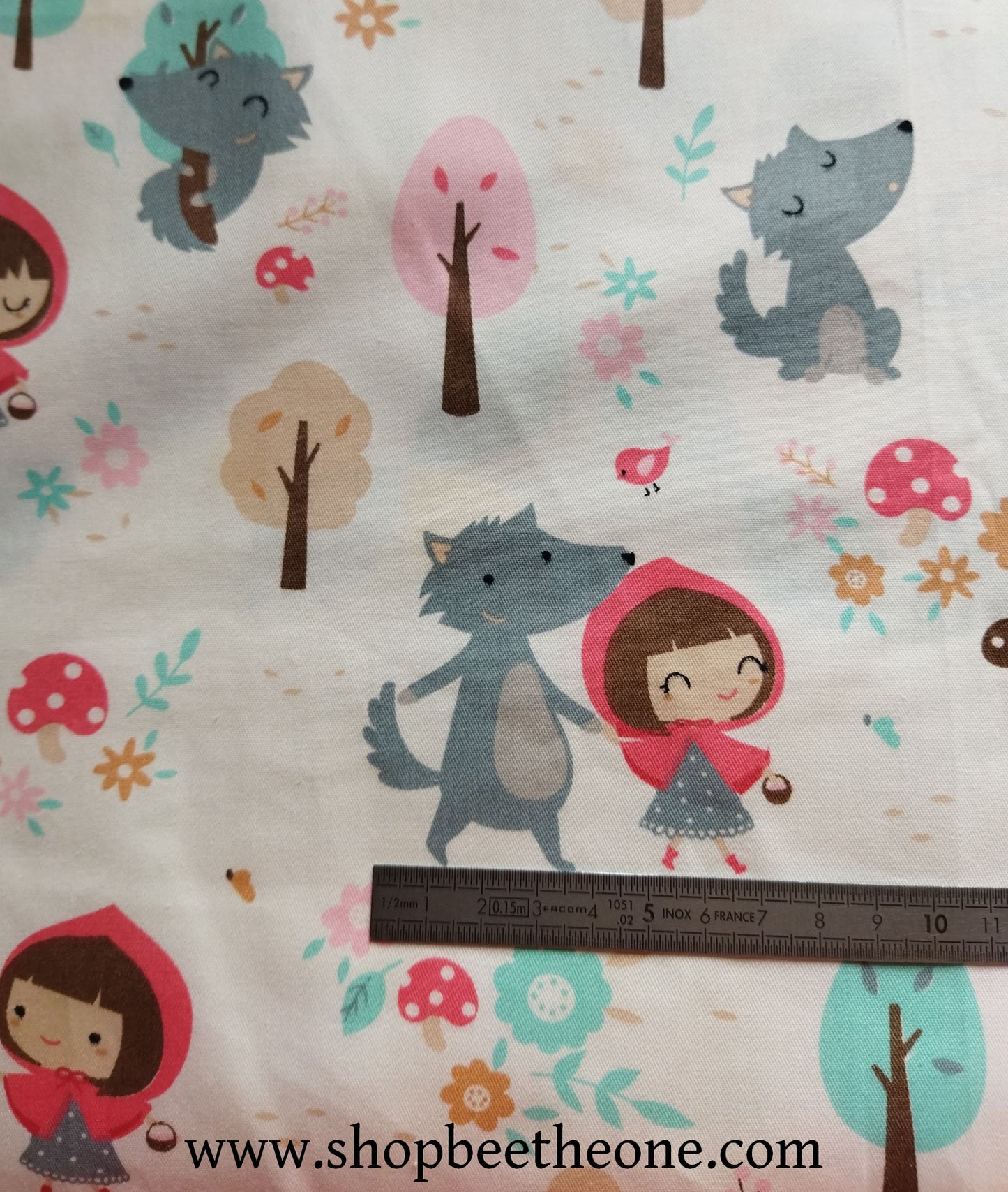 Coupon de twill coton "Le Petit Chaperon rouge" - 50 x 50 cm - multicolore