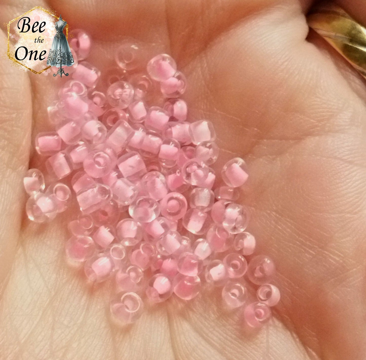 Lot de 1 g de Perles de rocaille intercalaire graine en verre - 3 mm - camaïeu rose clair - DERNIERES PIECES