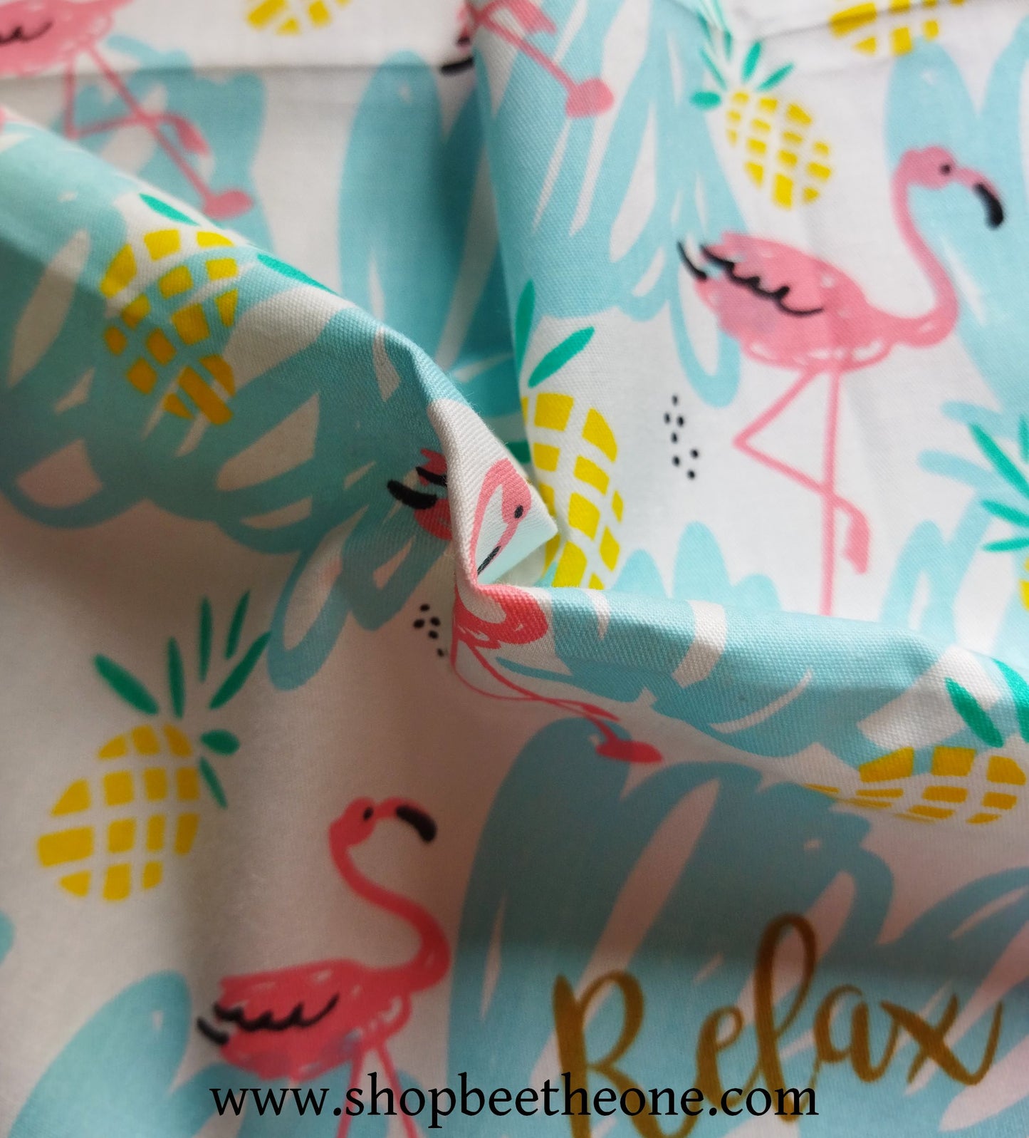 Coupon de twill coton "Flamants roses relax" - 25 x 25 cm - rose ou bleu