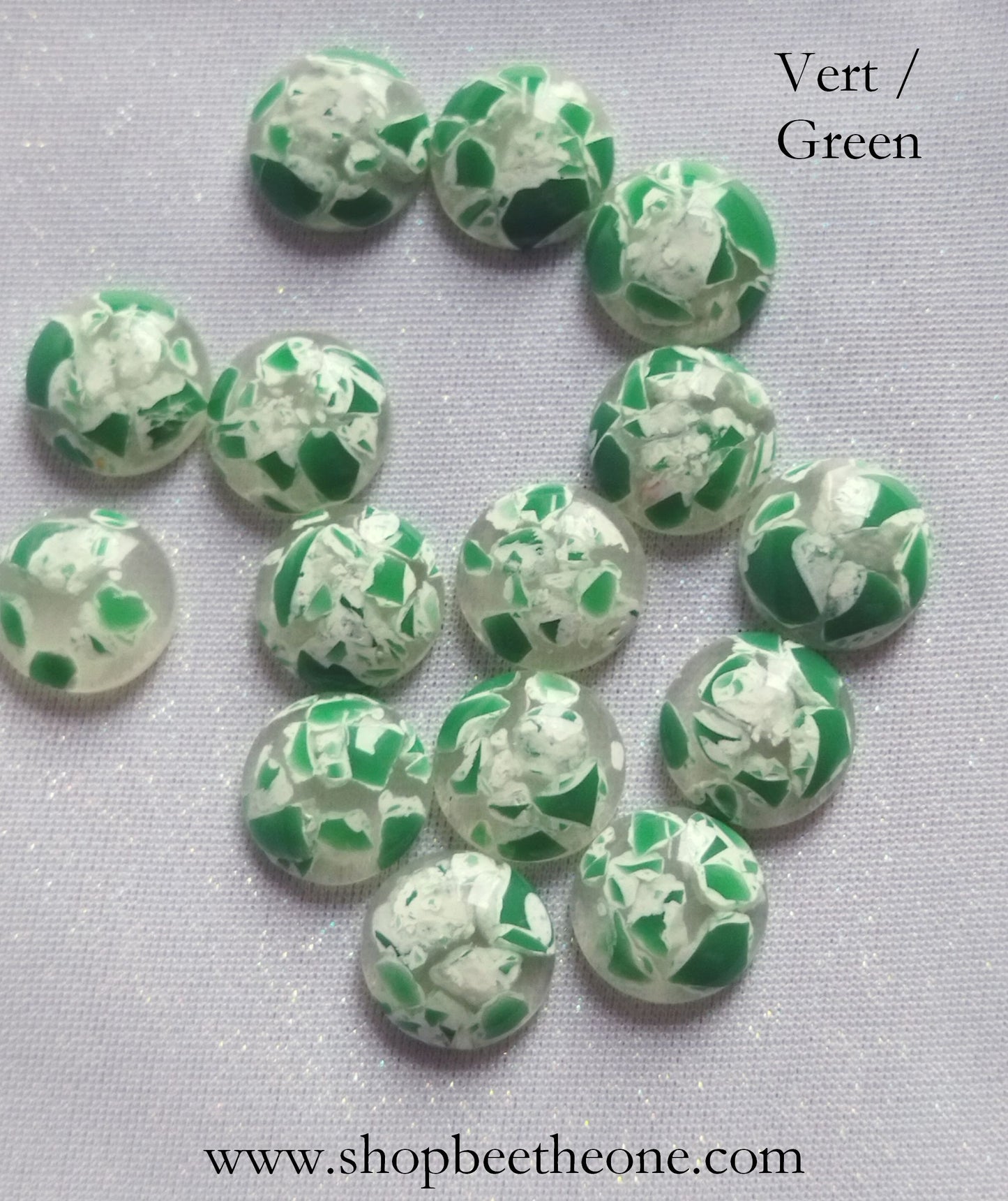 Cabochon rond demi-perle effet craquelures colorées - 12 mm - 6 coloris