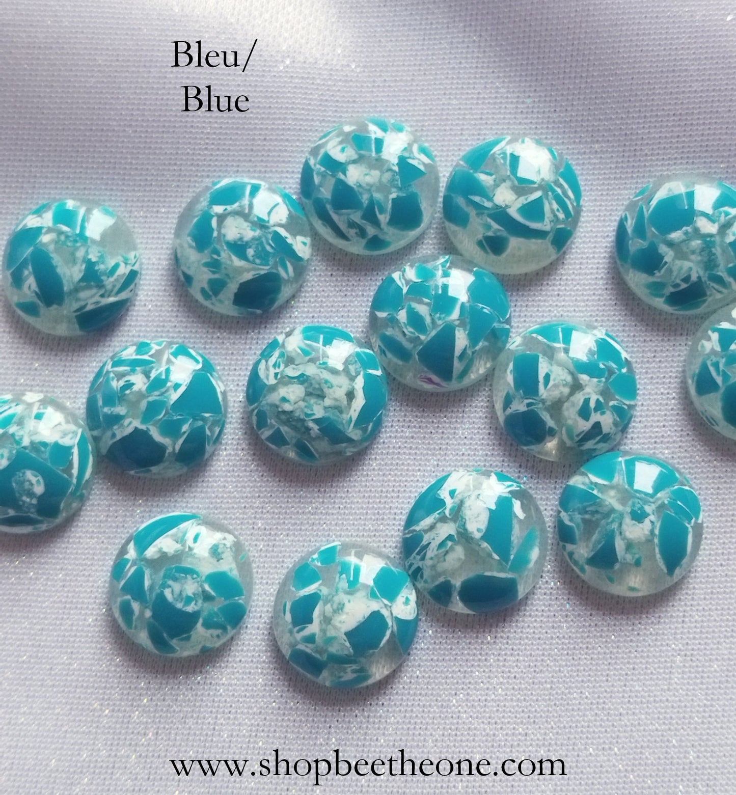 Cabochon rond demi-perle effet craquelures colorées - 12 mm - 6 coloris