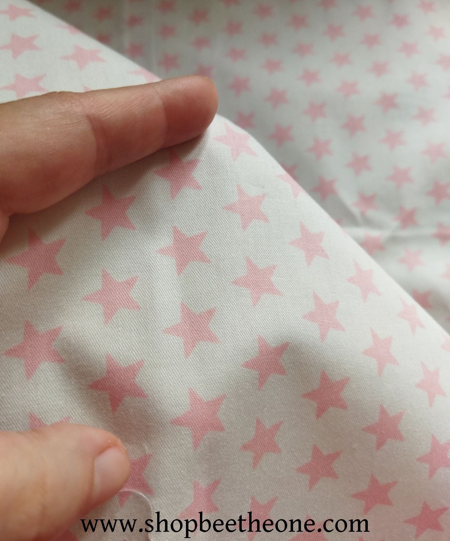 Coupon de twill coton "Etoiles" - 50 x 50 cm - rose