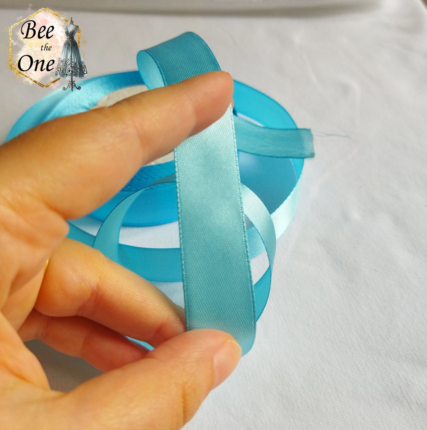 Ruban de satin - 20 mm x 1 m - Simple face - Bleu ciel