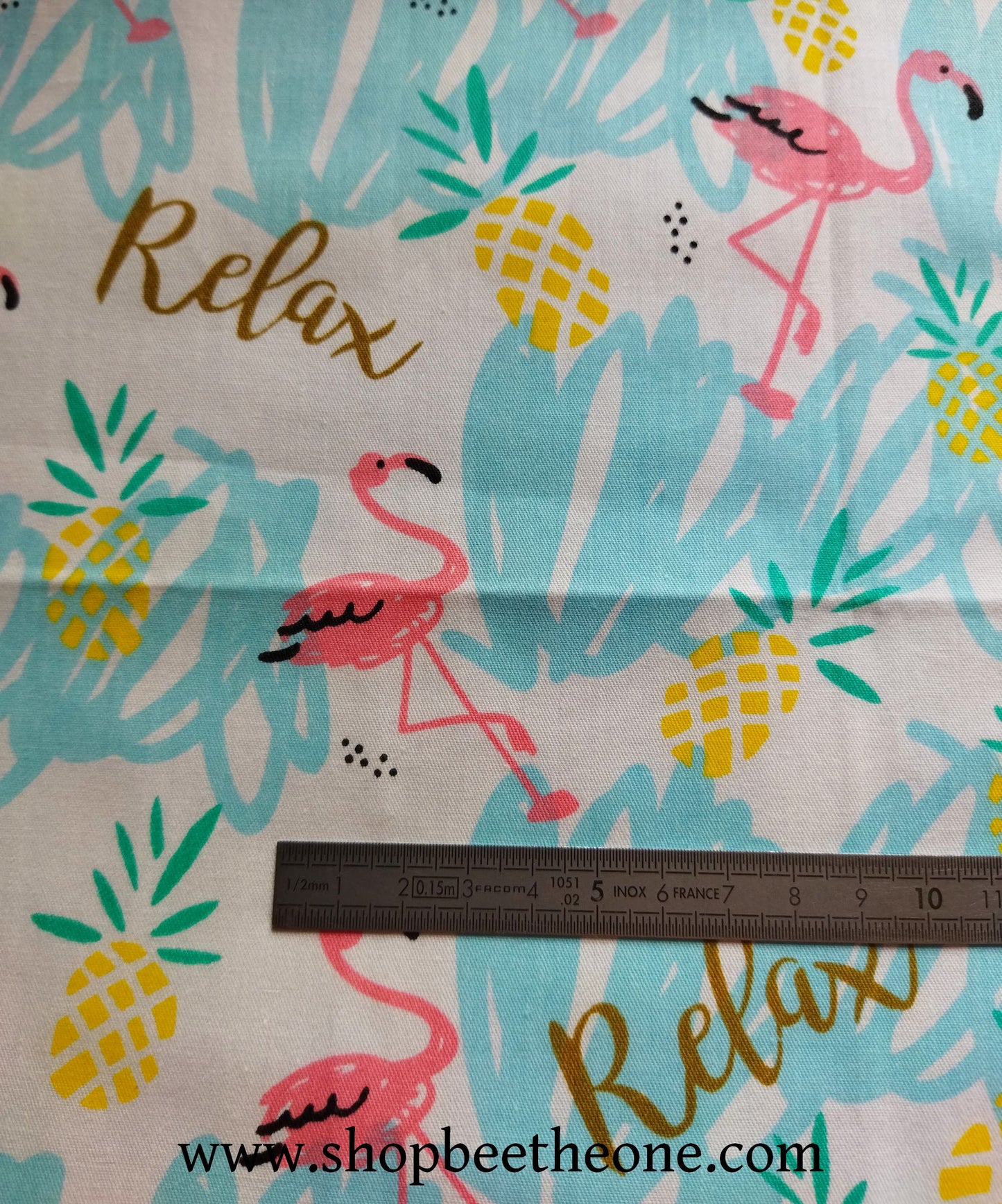 Coupon de twill coton "Flamants roses relax" - 25 x 25 cm - rose ou bleu