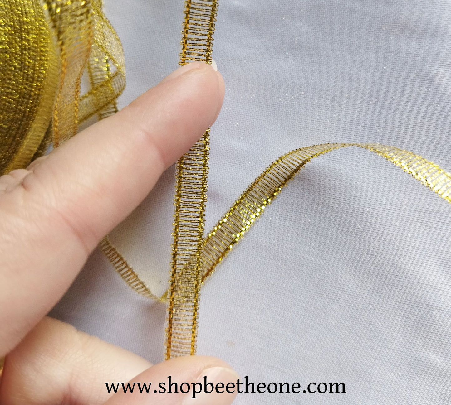 Ruban fantaisie organza bicolore brillant- 6 mm x 1 m - Doré