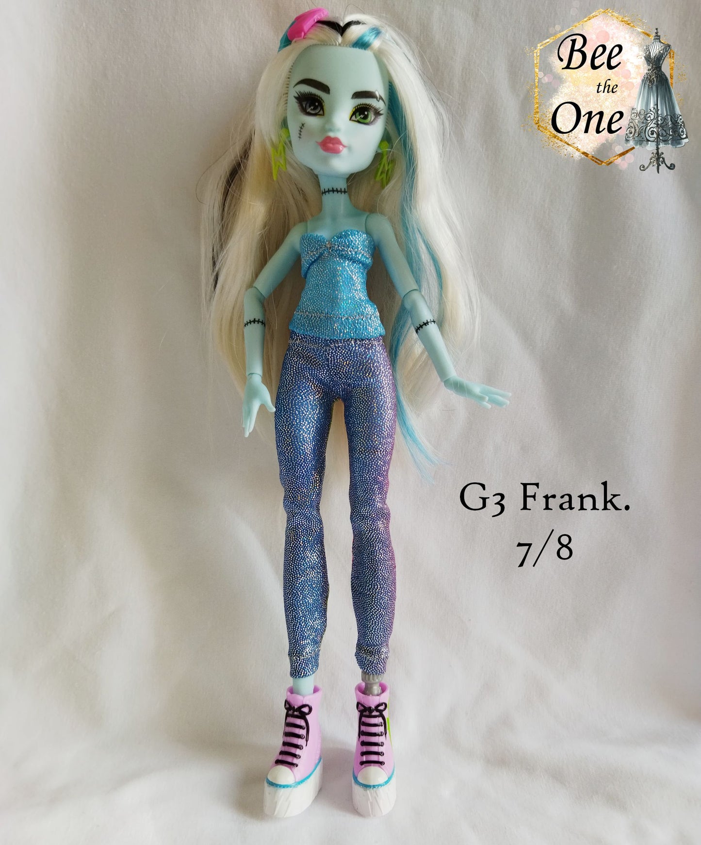 Pantalon collant leggings 7/8 ou long imprimé holographique pour poupées Monster High G3 - 2 tailles - arc-en-ciel - Collection Basics - par Bee the One