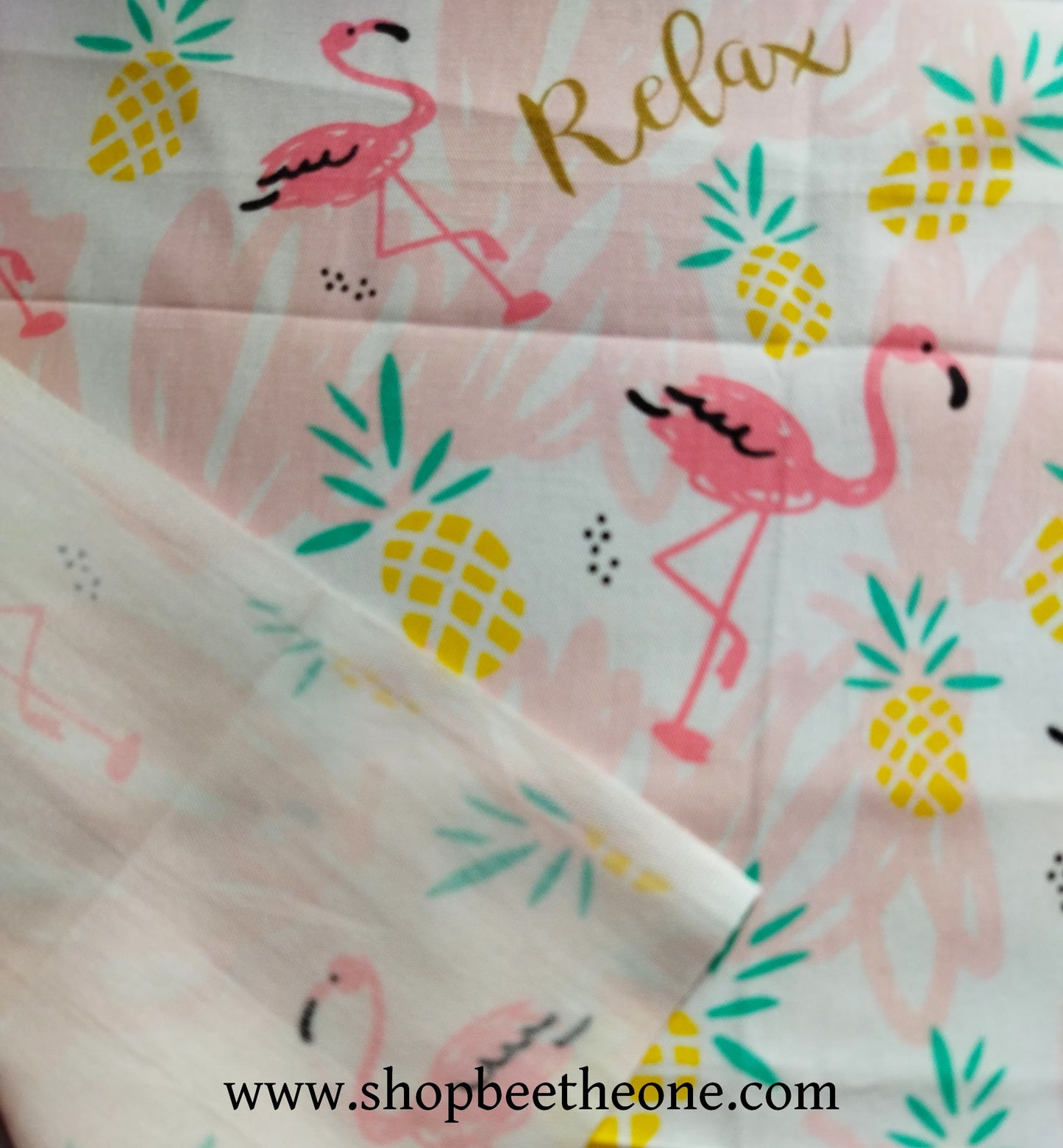 Coupon de twill coton "Flamants roses relax" - 25 x 25 cm - rose ou bleu