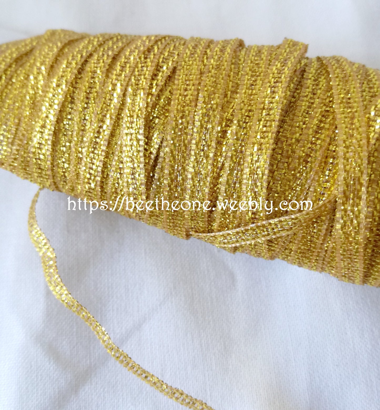 Ruban fantaisie organza bicolore brillant - 3 mm x 1 m - Doré ou argenté