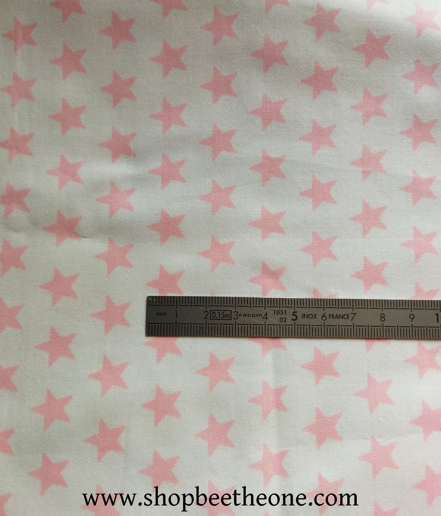 Coupon de twill coton "Etoiles" - 50 x 50 cm - rose