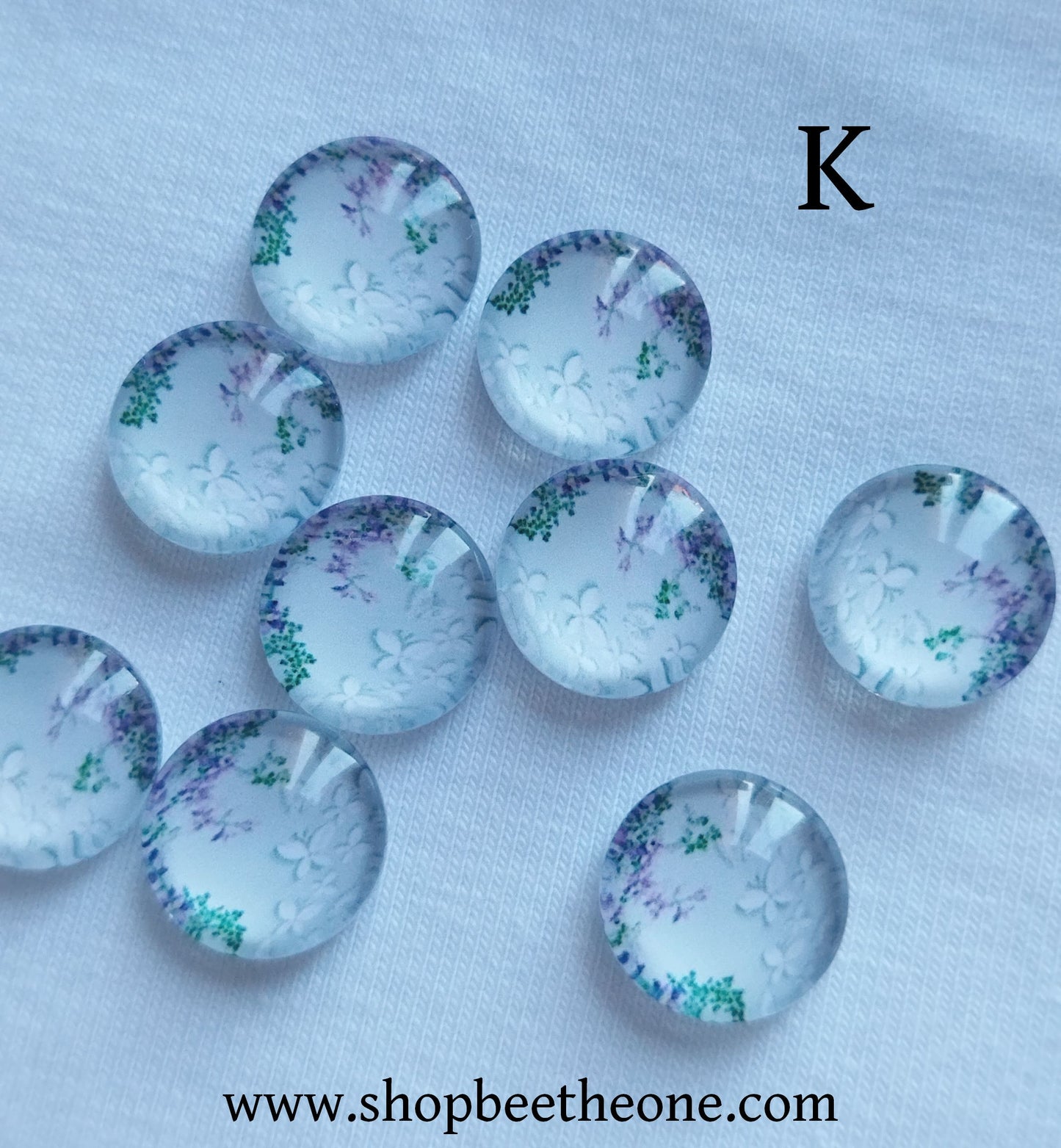 Cabochon rond en verre demi-perle avec image "Fleurs de printemps" - 12 mm - 12 modèles