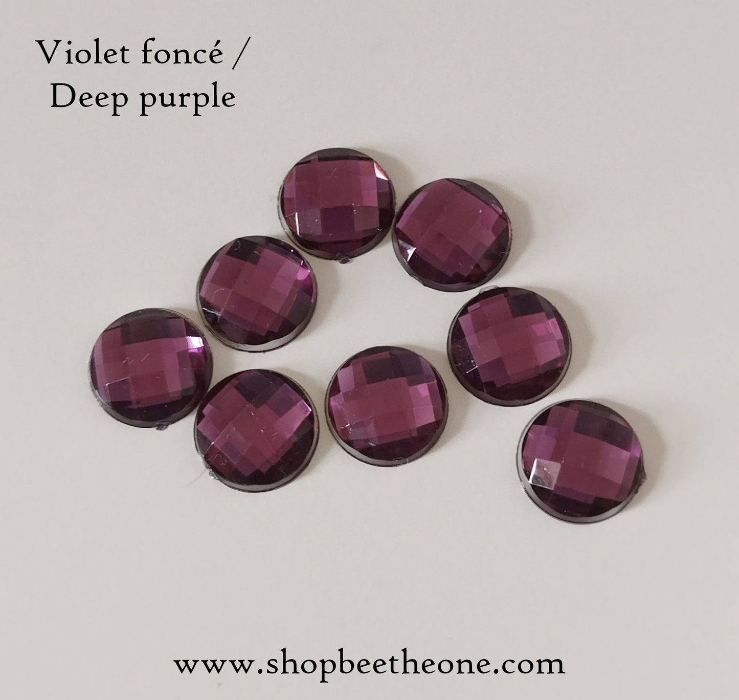 Cabochon strass demi-perle rond à facettes - 10 mm - 15 coloris