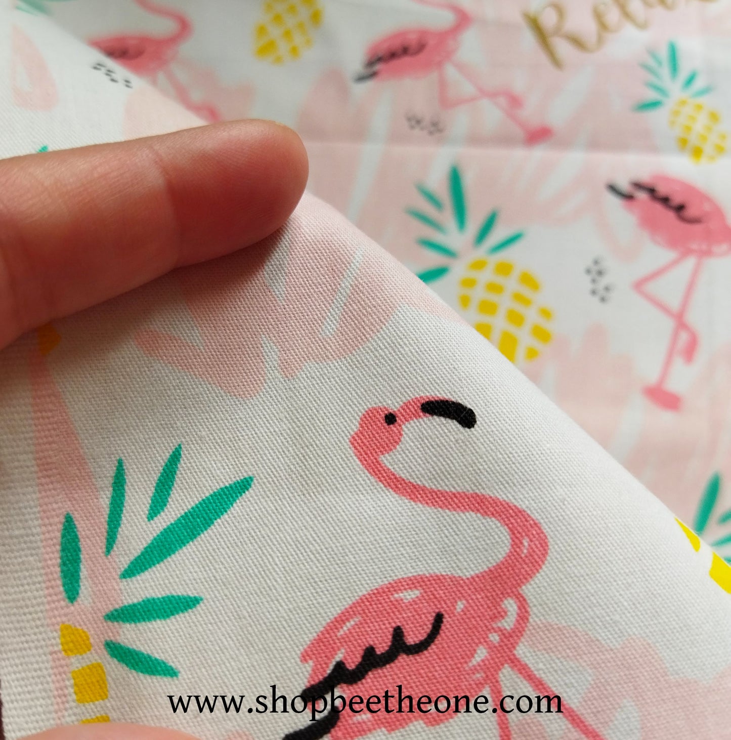 Coupon de twill coton "Flamants roses relax" - 25 x 25 cm - rose ou bleu
