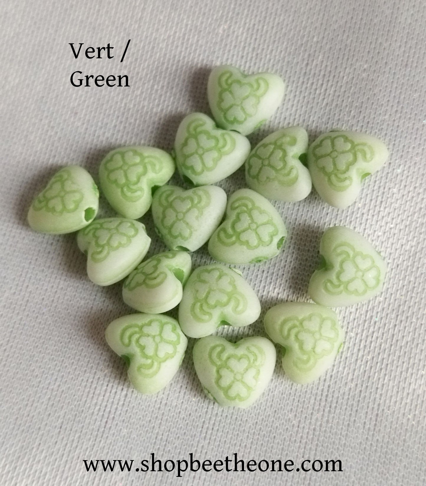Perle mini coeur imprimé en résine - 7 mm - 9 coloris