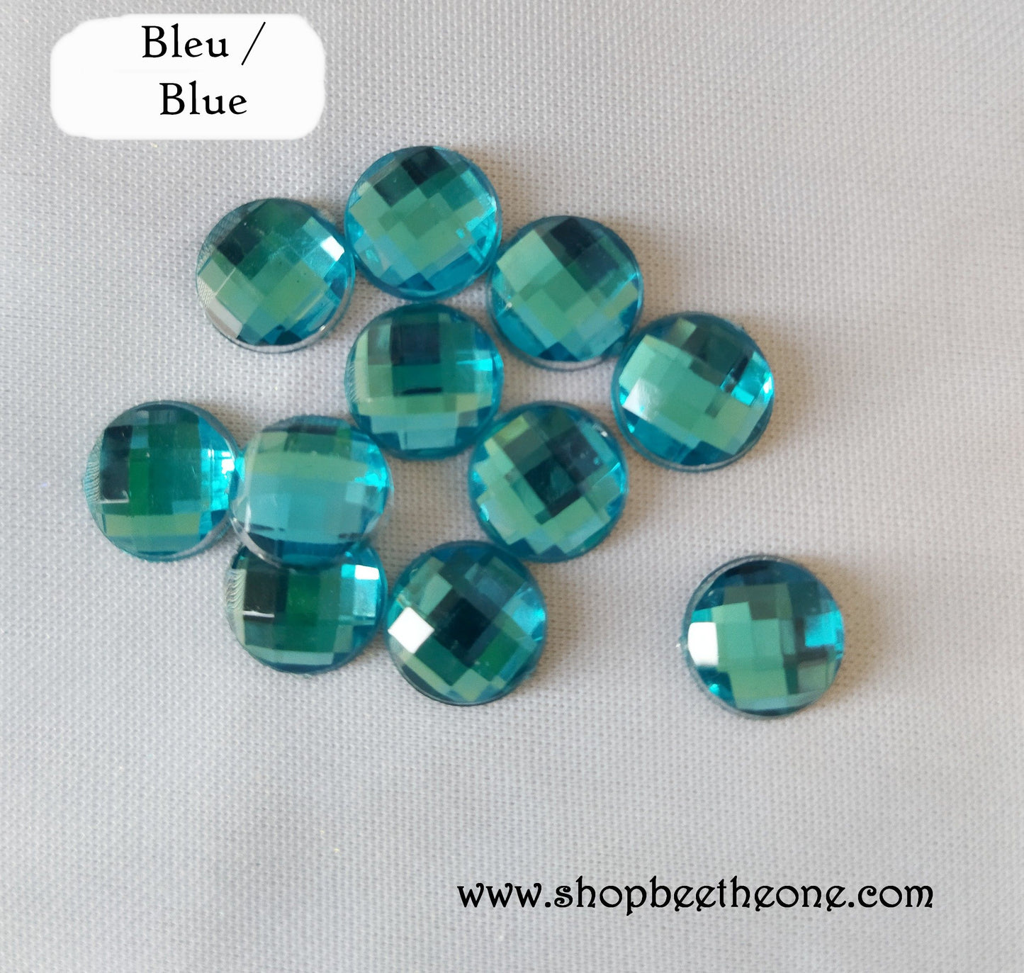Cabochon strass demi-perle rond à facettes - 10 mm - 15 coloris