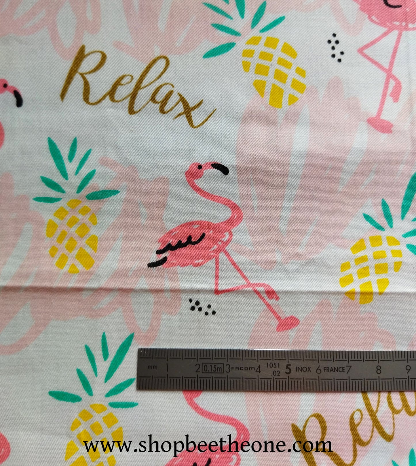 Coupon de twill coton "Flamants roses relax" - 25 x 25 cm - rose ou bleu