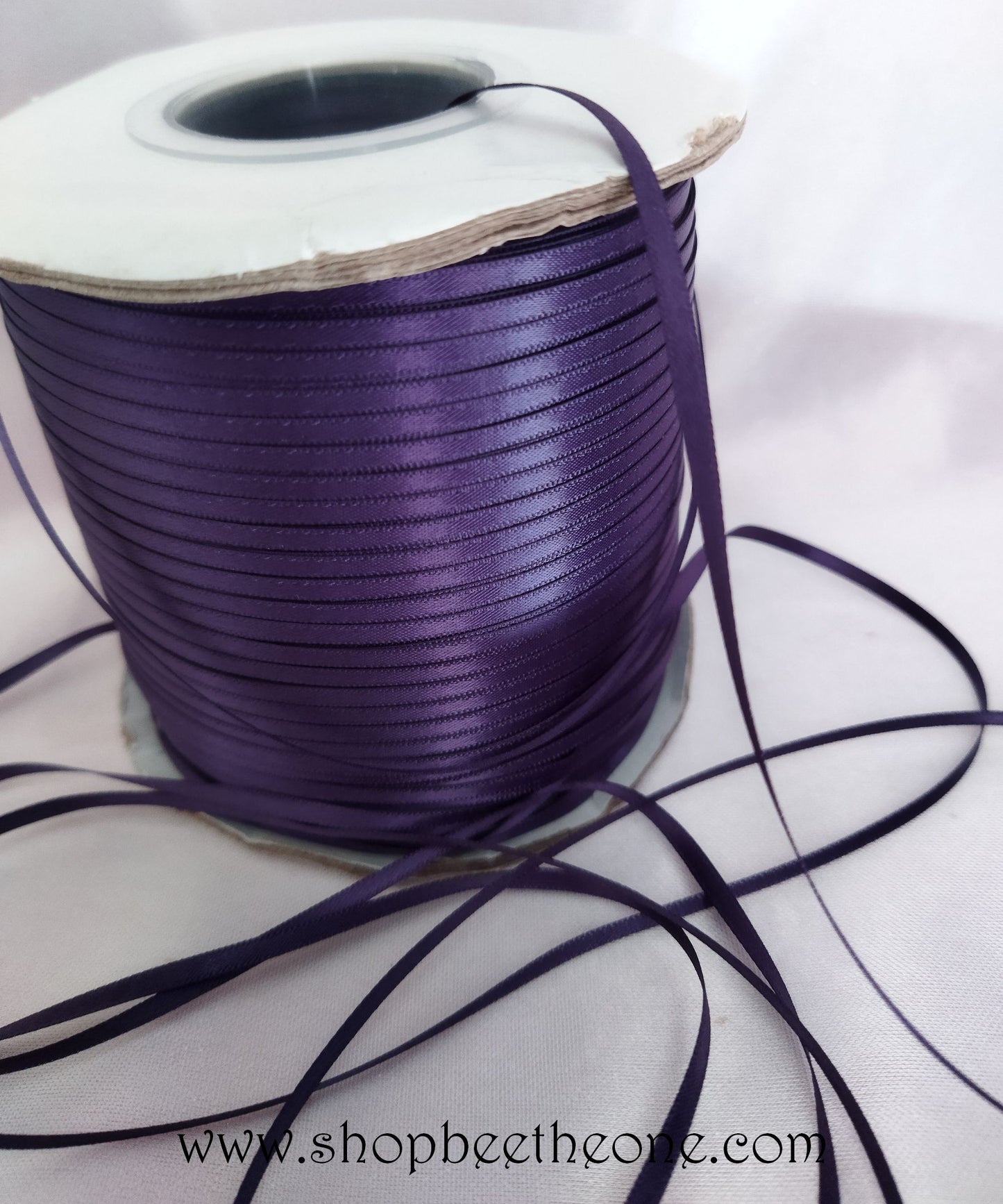 Ruban de satin double face - 3 mm x 1 mètre - violet ou bleu - qualité supérieure