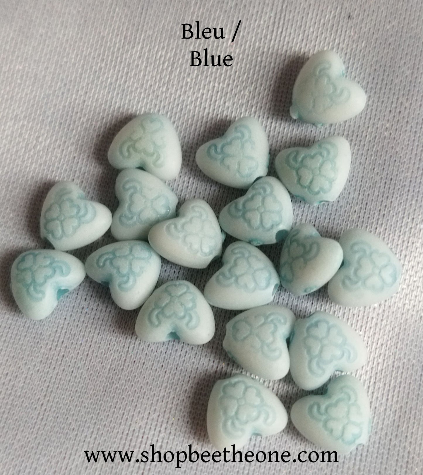 Perle mini coeur imprimé en résine - 7 mm - 9 coloris