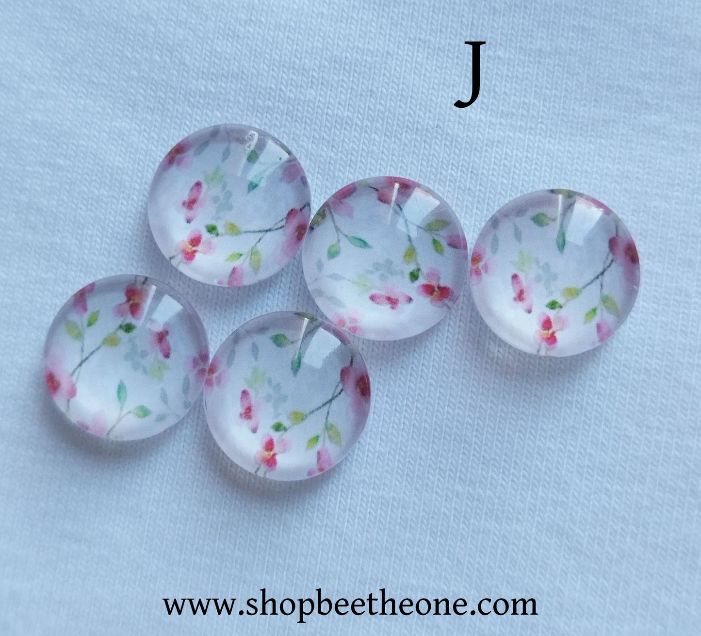 Cabochon rond en verre demi-perle avec image "Fleurs de printemps" - 12 mm - 12 modèles