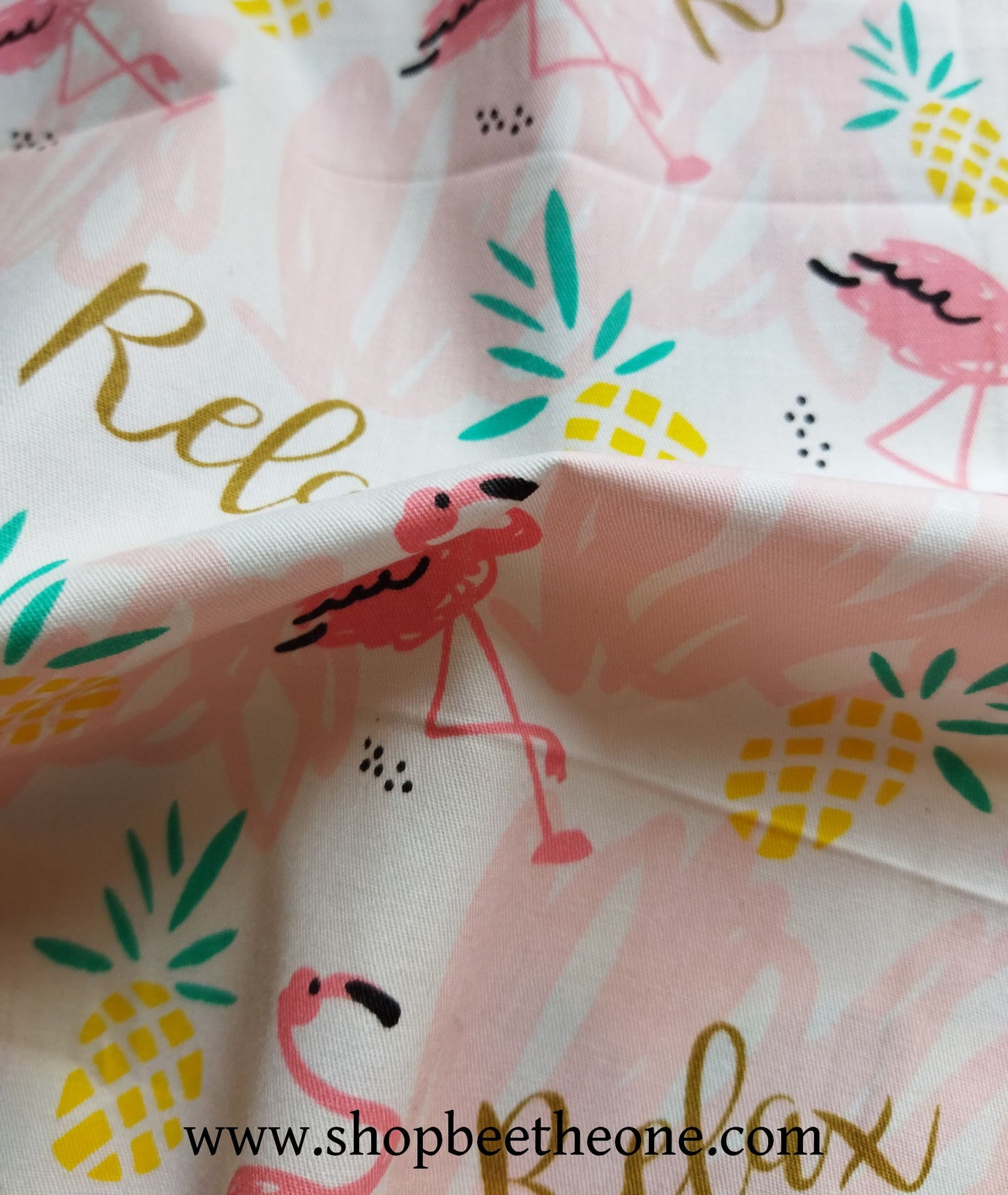 Coupon de twill coton "Flamants roses relax" - 25 x 25 cm - rose ou bleu