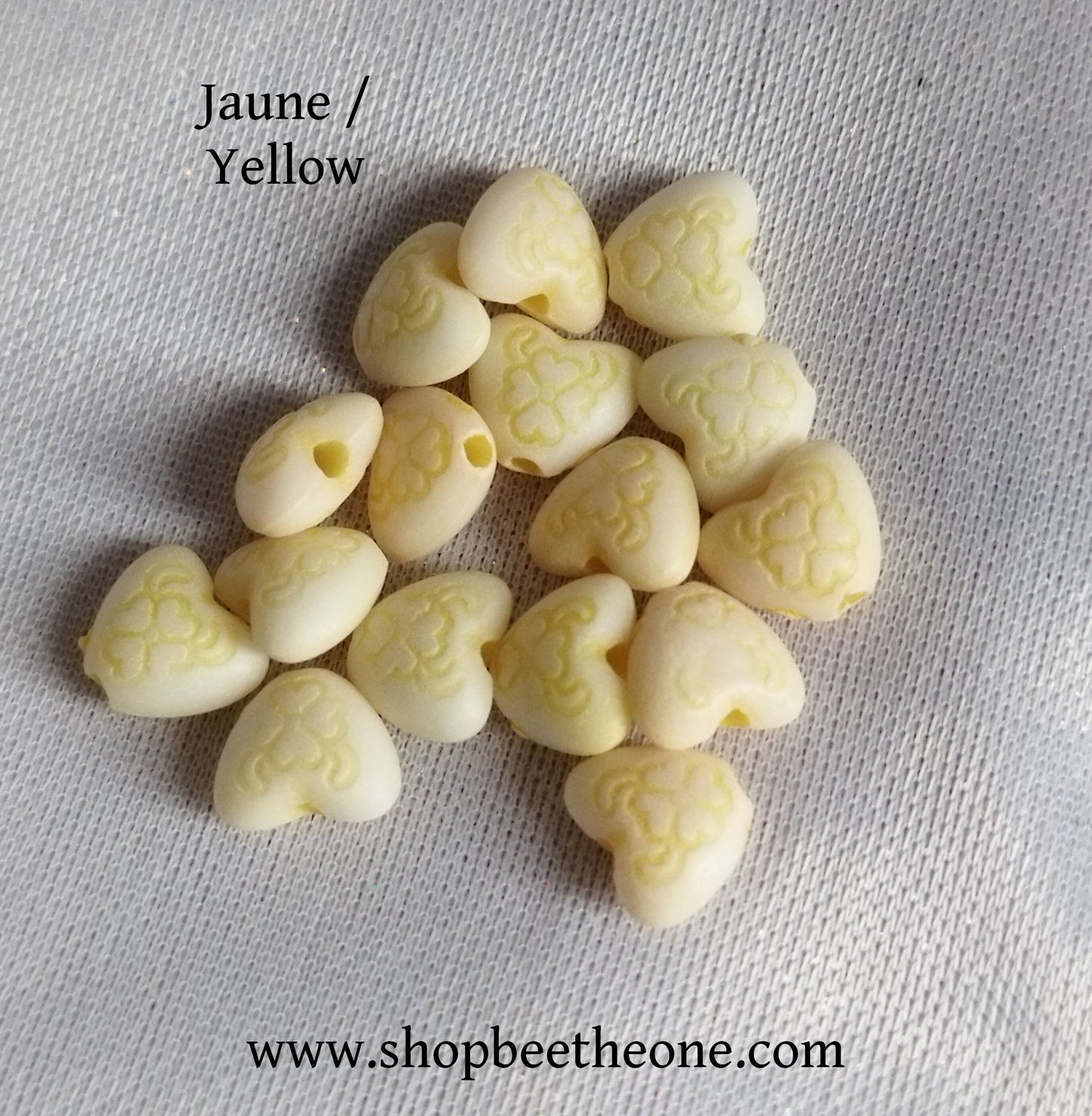 Perle mini coeur imprimé en résine - 7 mm - 9 coloris