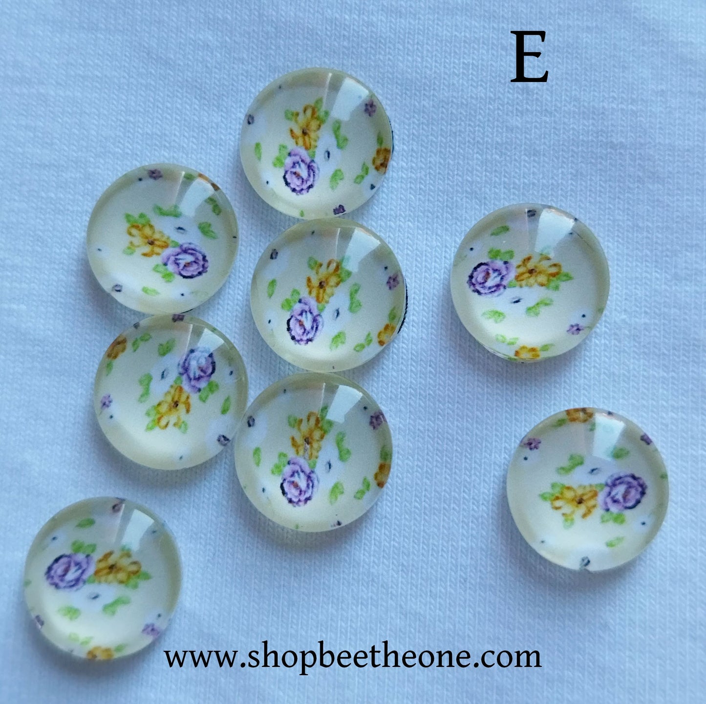 Cabochon rond en verre demi-perle avec image "Fleurs de printemps" - 12 mm - 12 modèles