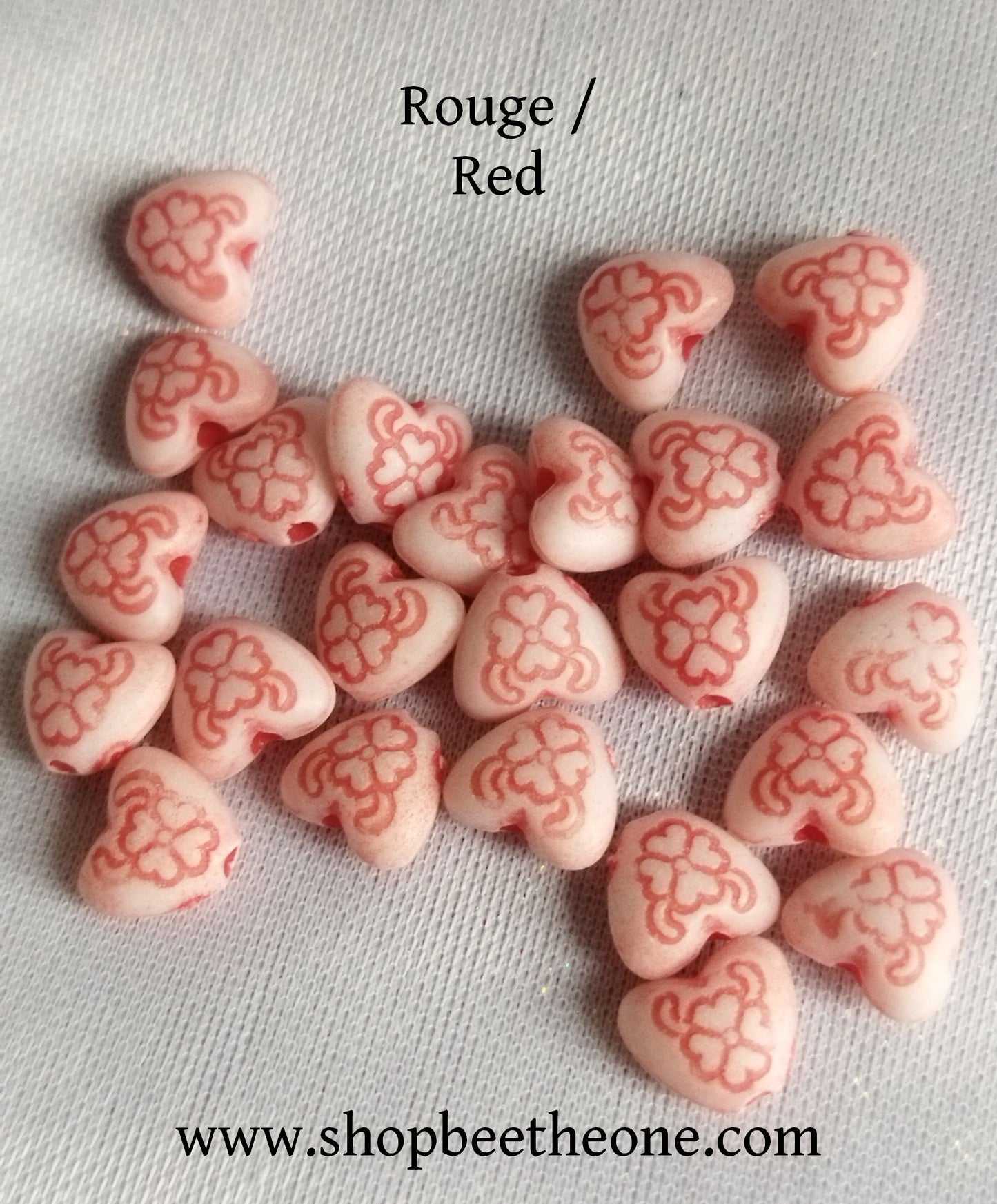 Perle mini coeur imprimé en résine - 7 mm - 9 coloris