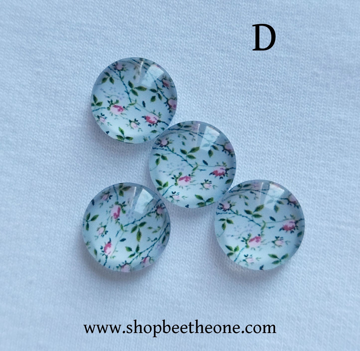 Cabochon rond en verre demi-perle avec image "Fleurs de printemps" - 12 mm - 12 modèles